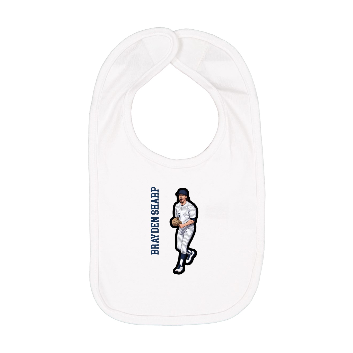 Infant Bib — Name Vertical in White