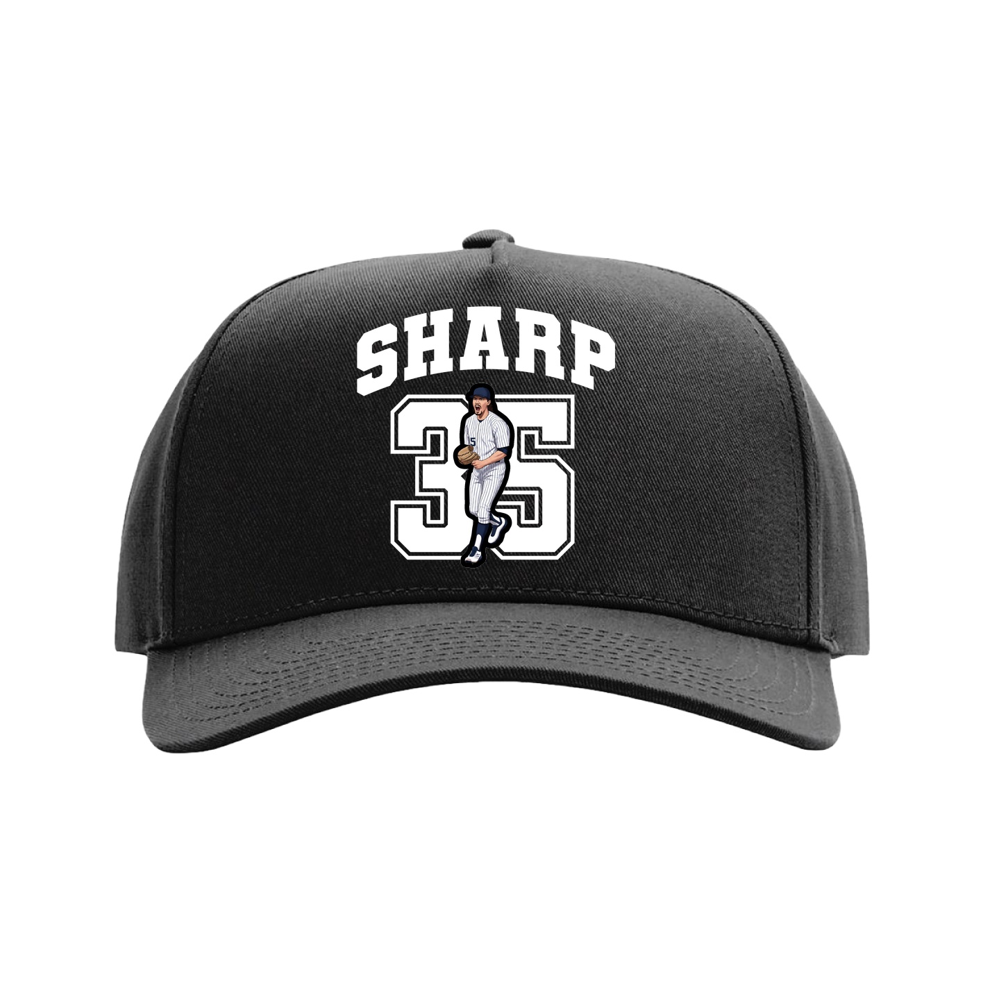 Full Fabric Five-Panel Champ Cap — Number in Black