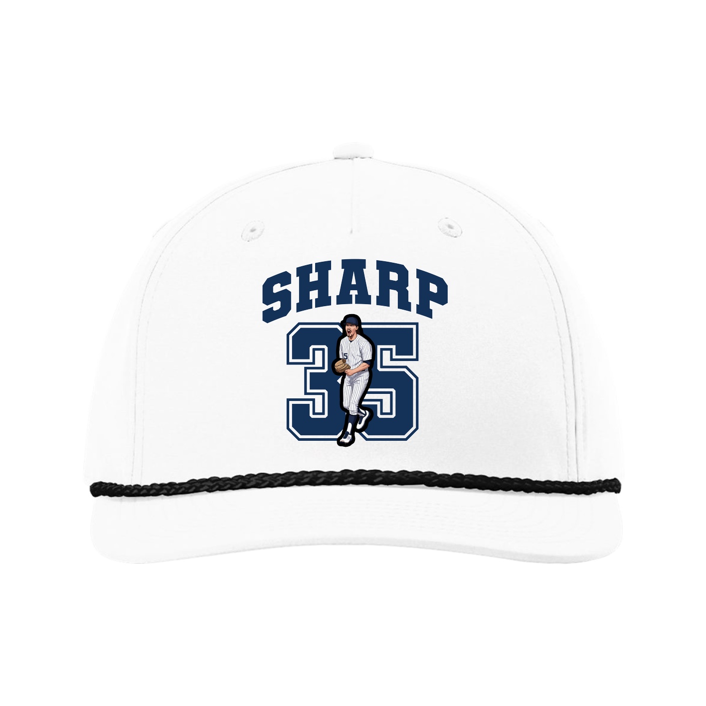 Five-Panel Classic Rope Cap — Number in White