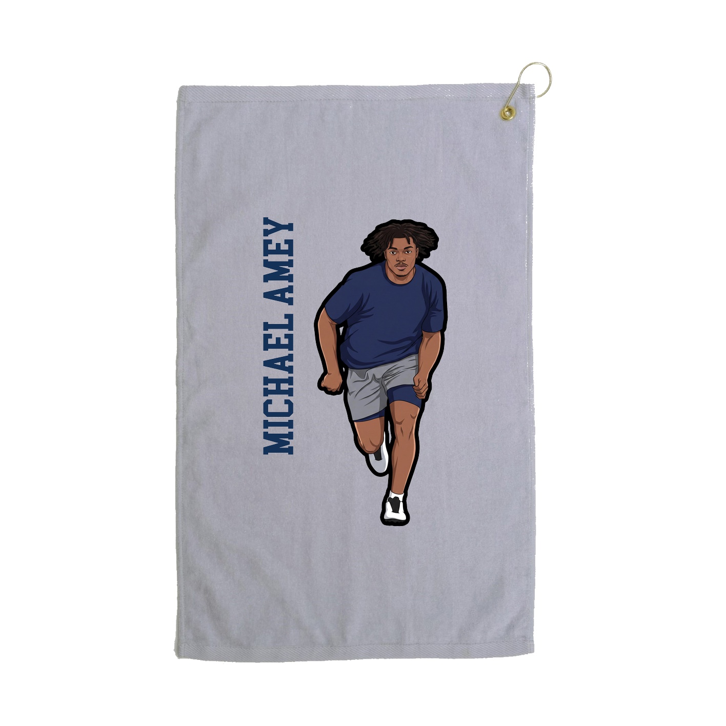 Golf Towel — Name Vertical in Grey