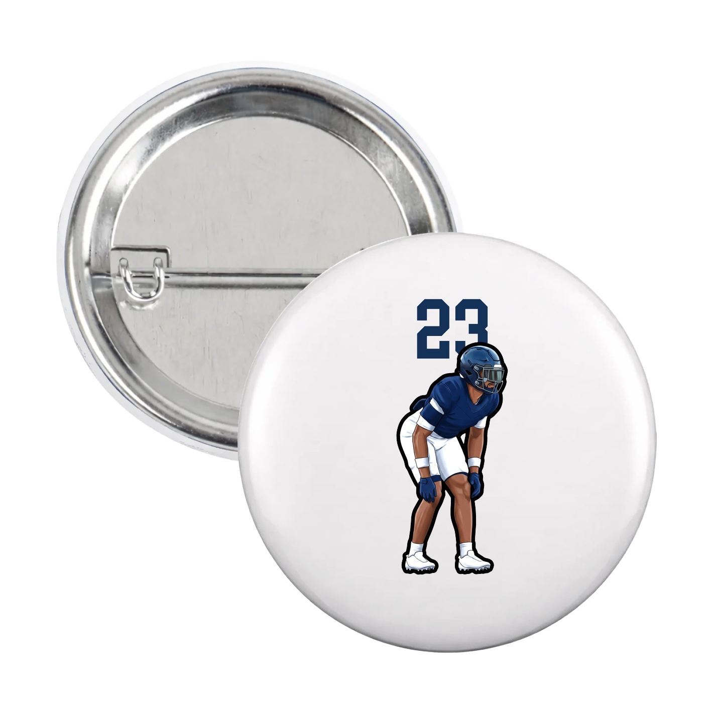 Game Day Button — Number Top in White