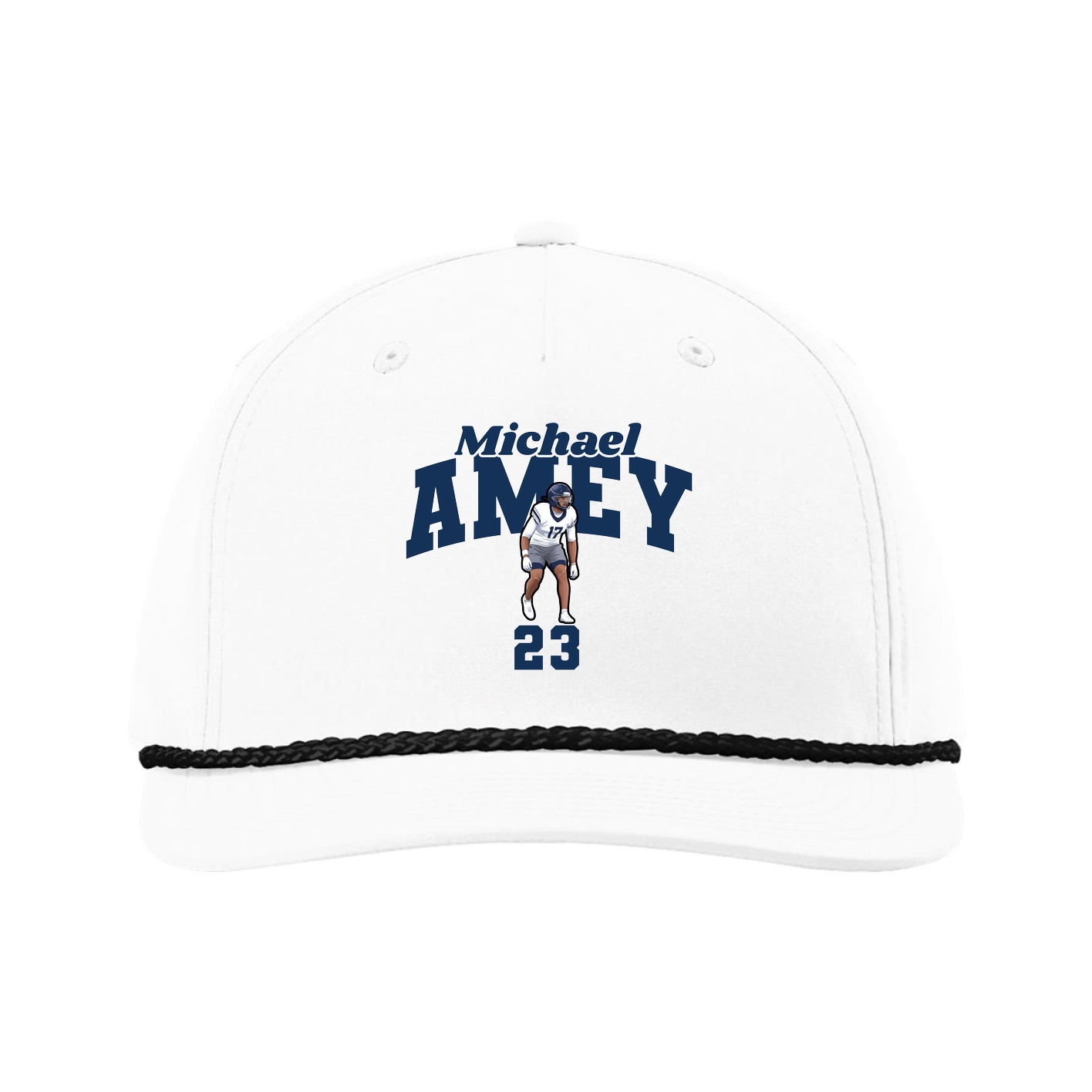 Five-Panel Classic Rope Cap — Signature Arch in White