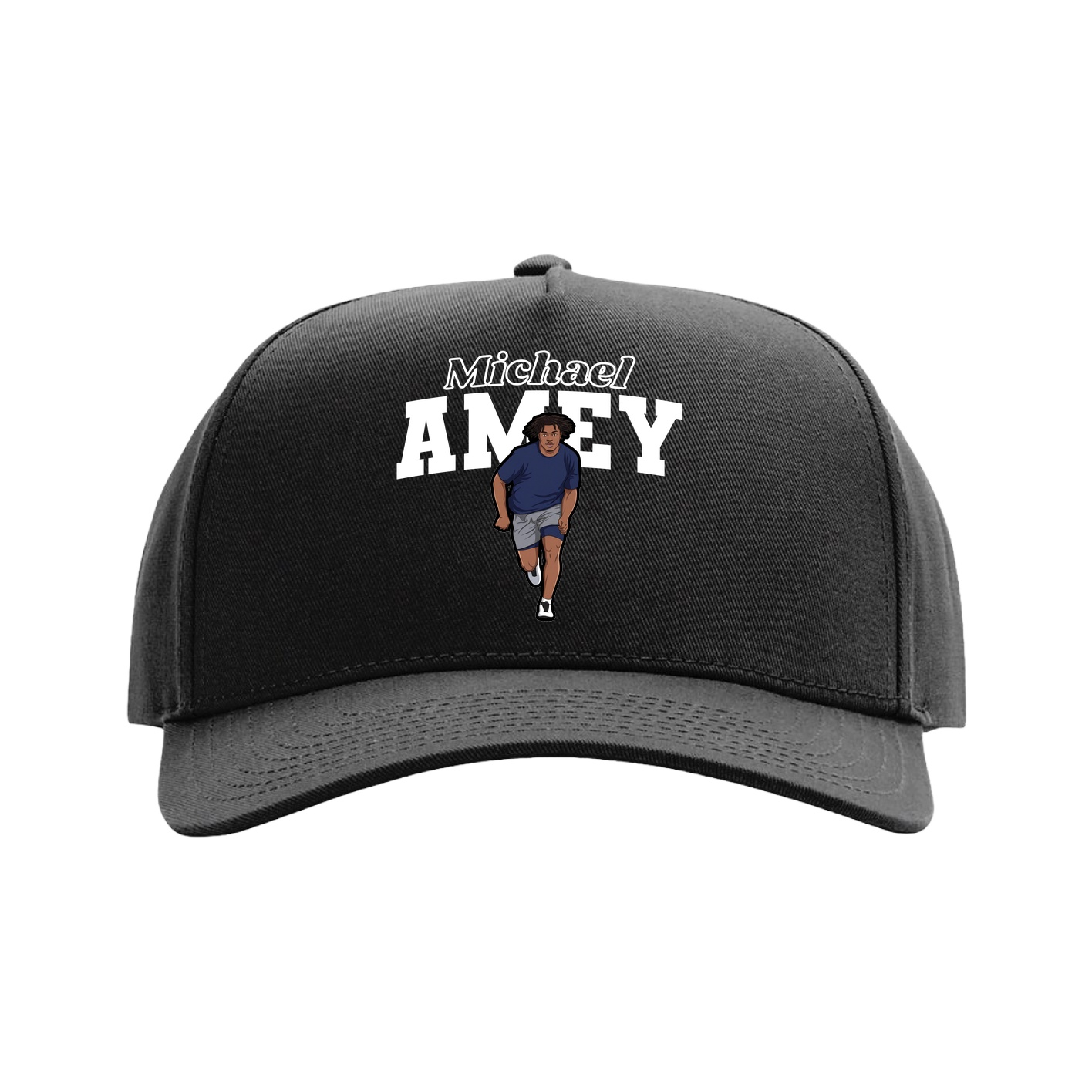 Full Fabric Five-Panel Champ Cap — Name Arch in Black