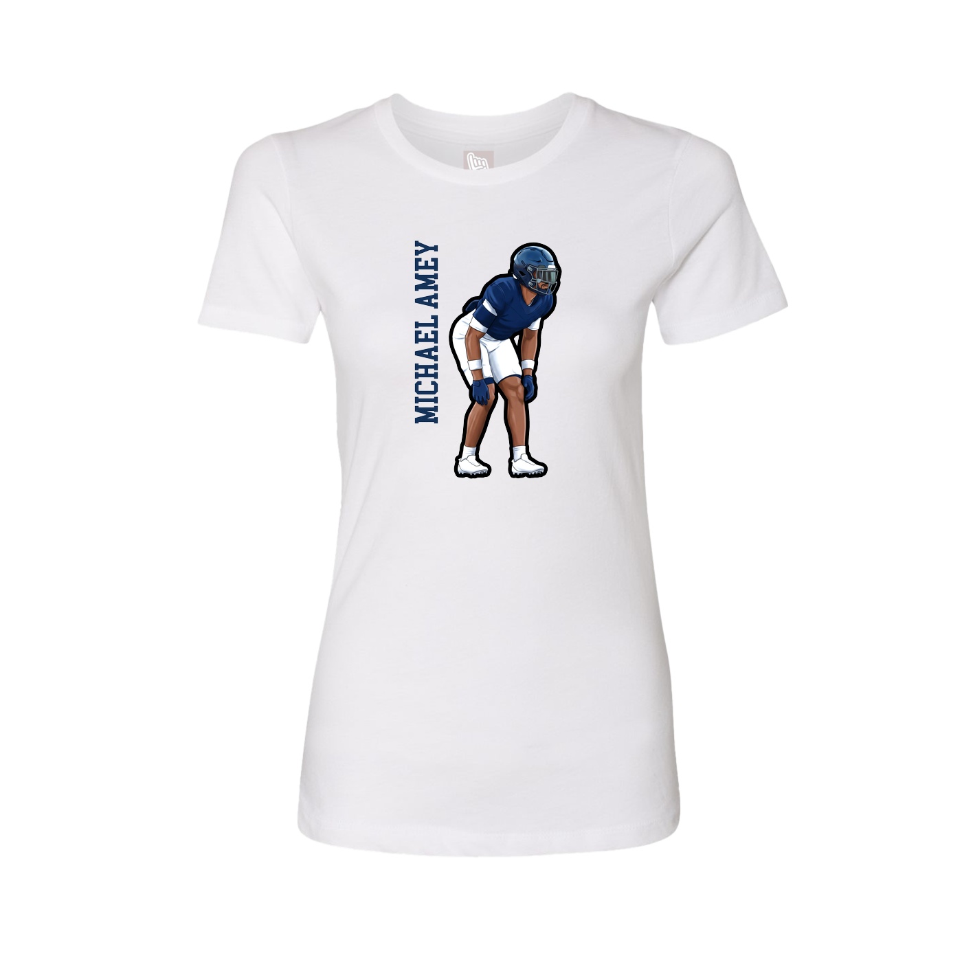 Fitted Women's Tee — Name Vertical in White
