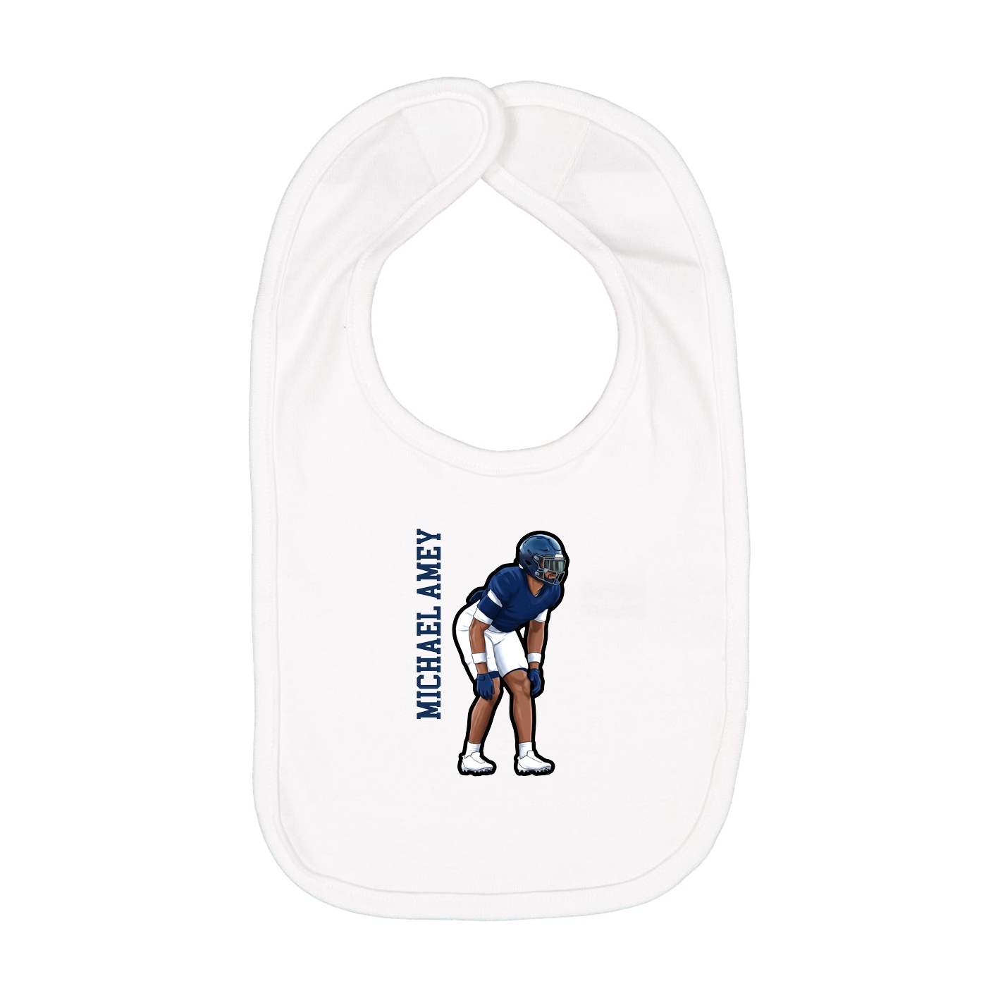Infant Bib — Name Vertical in White