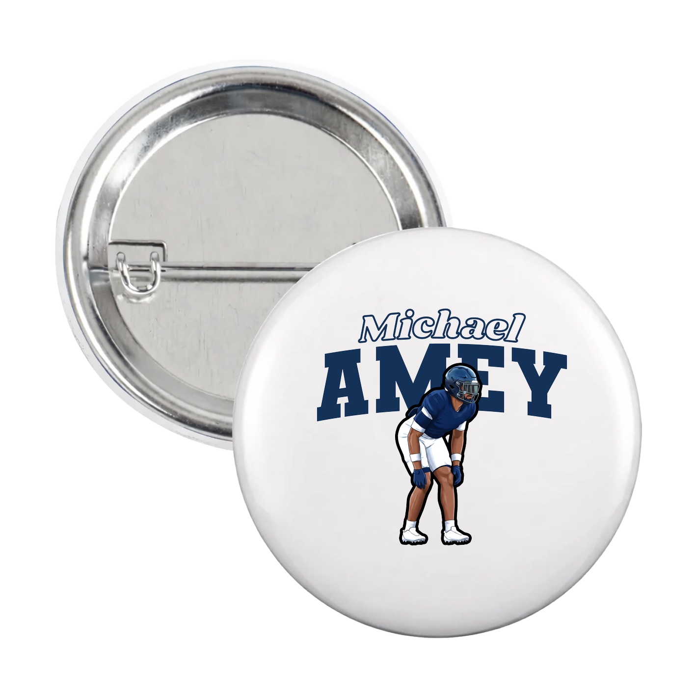 Game Day Button — Name Arch in White