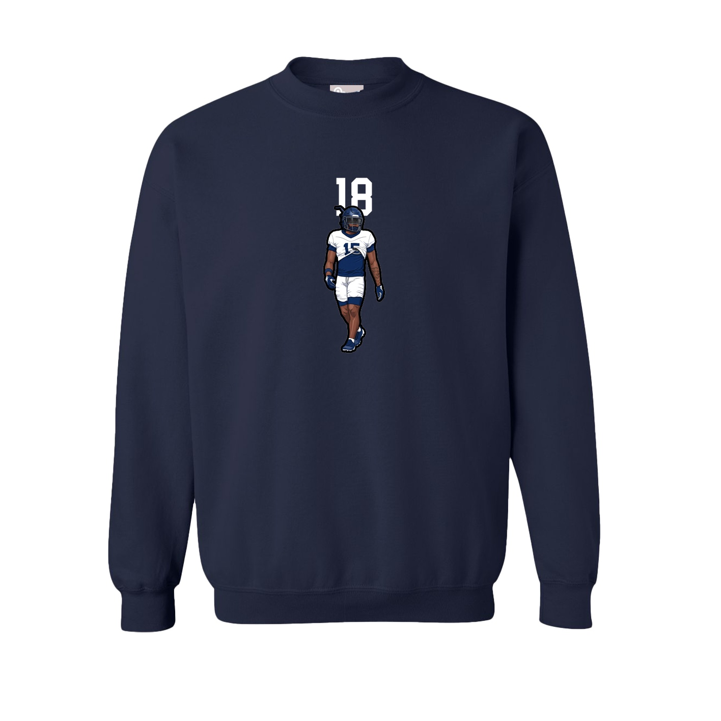 Fleece Crew — Number Top in Navy