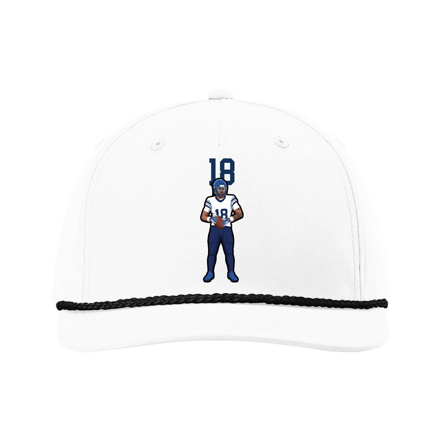 Five-Panel Classic Rope Cap — Number Top in White