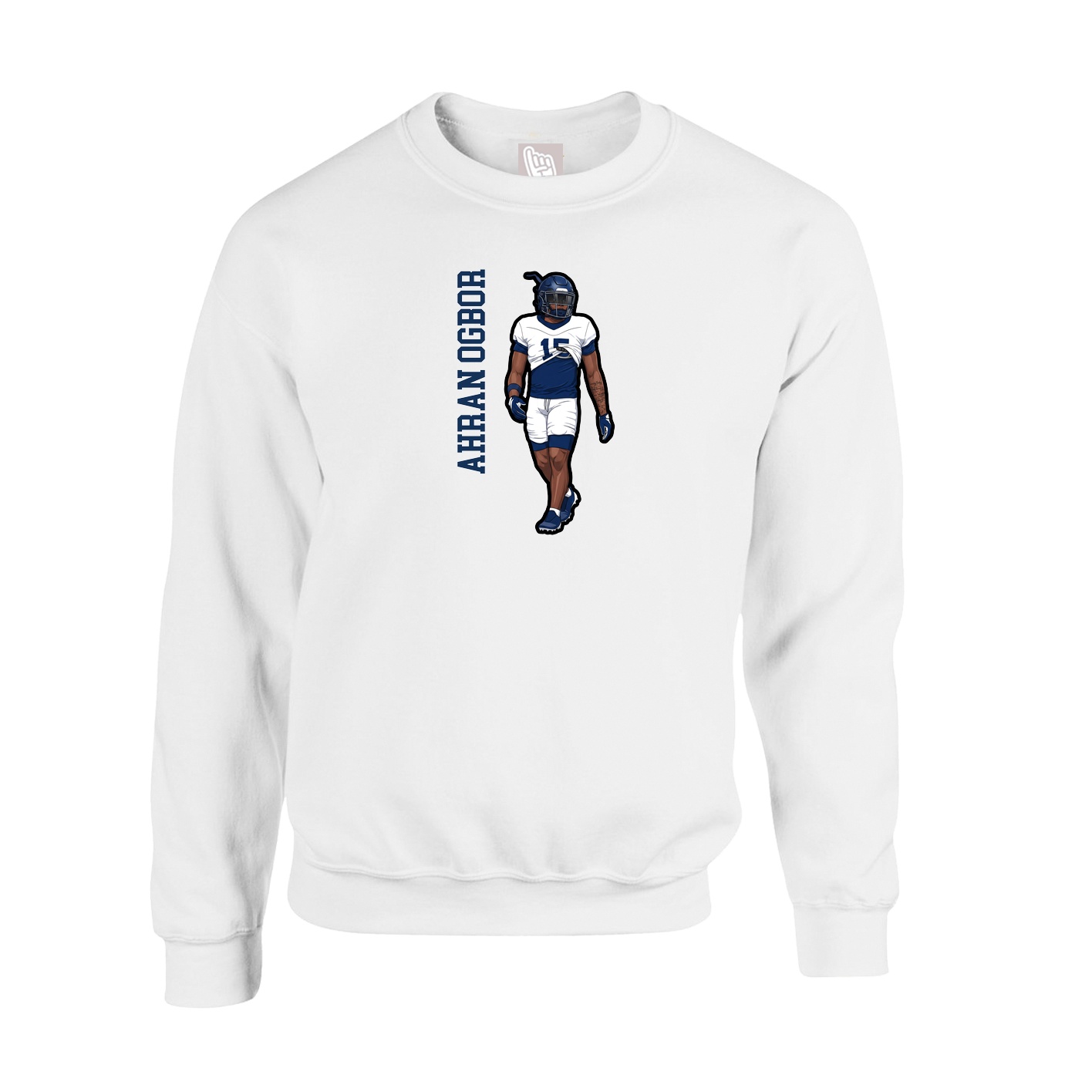 Fleece Crew — Name Vertical in White