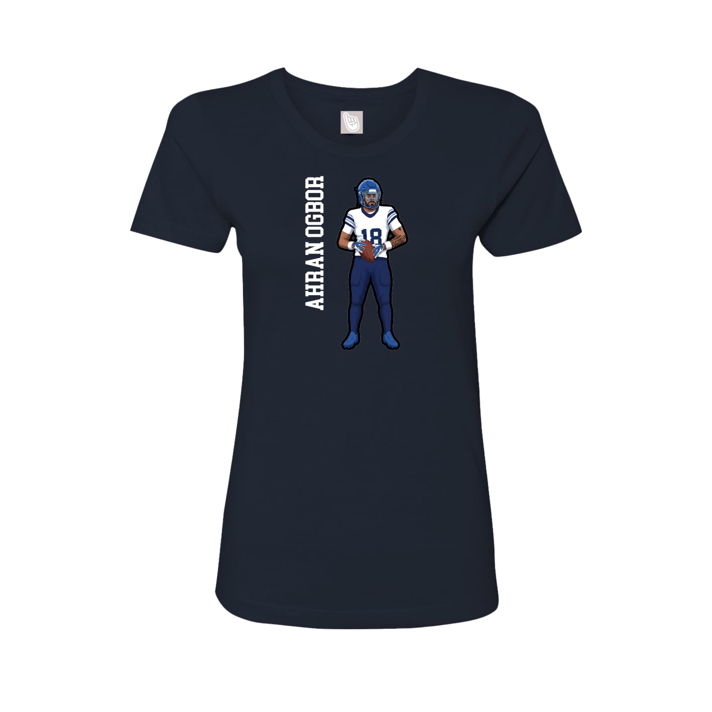 Fitted Women's Tee — Name Vertical in Navy