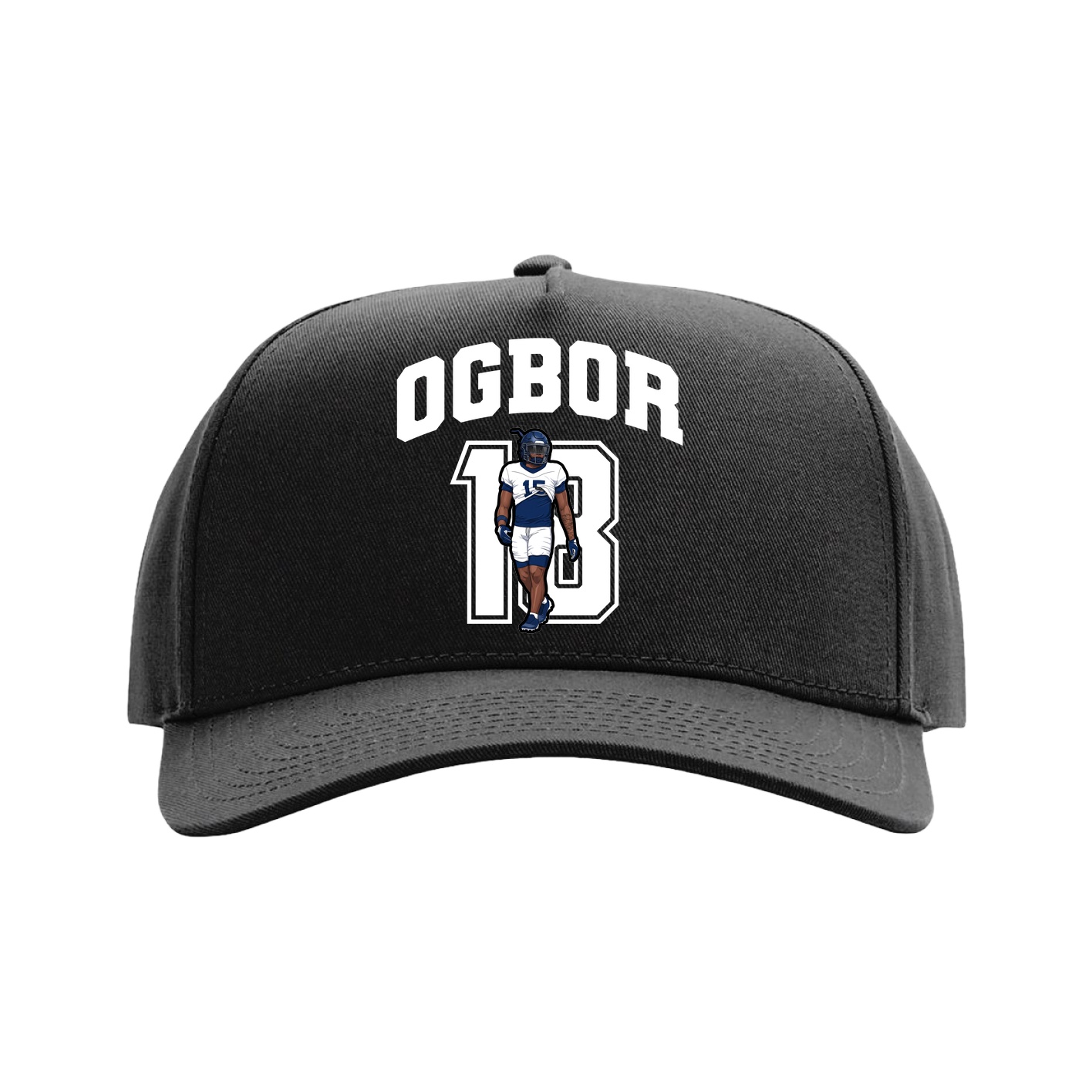 Full Fabric Five-Panel Champ Cap — Number in Black
