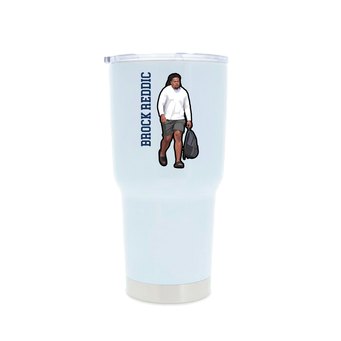 30oz Stainless Steel Tumbler — Name Vertical in White