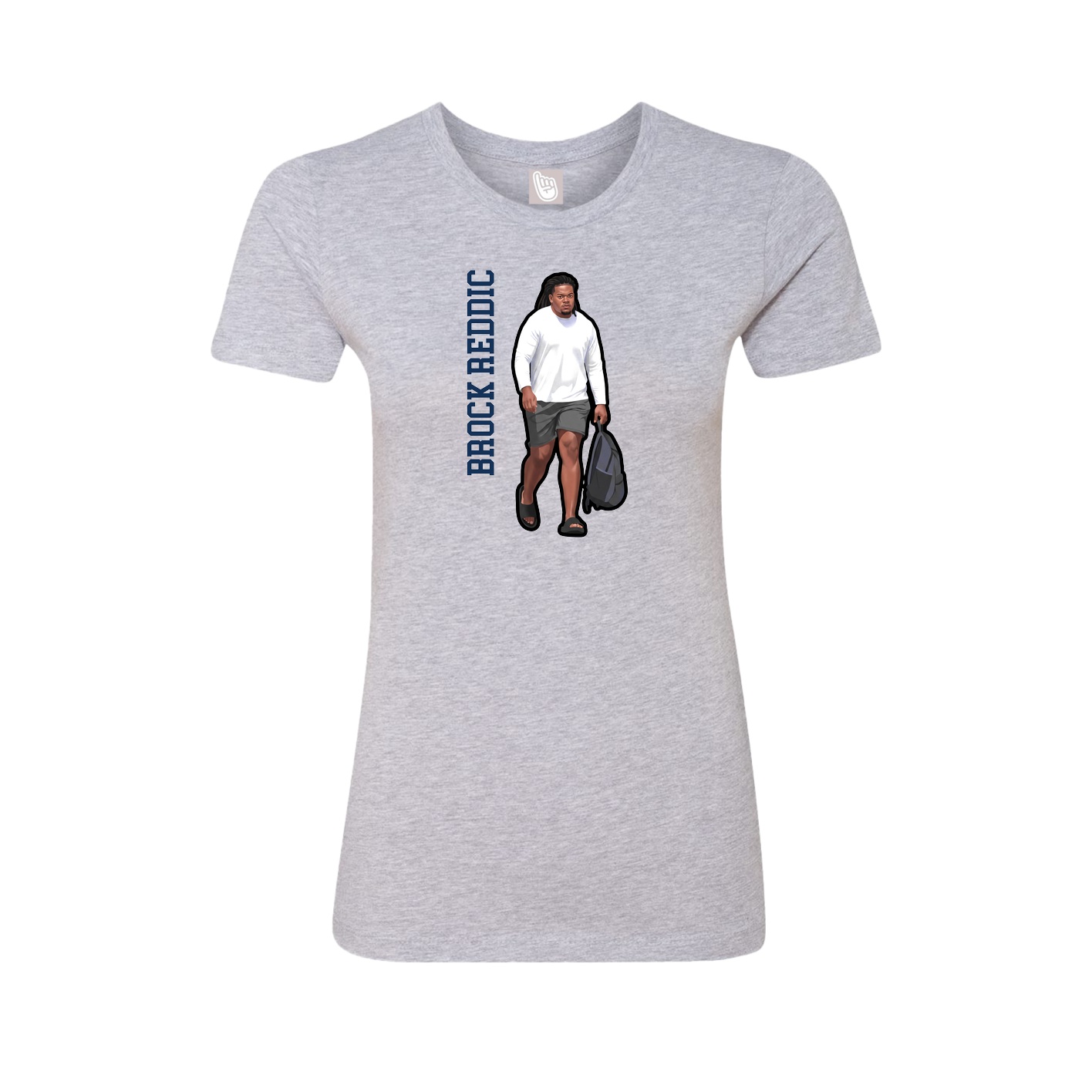 Fitted Women's Tee — Name Vertical in Grey
