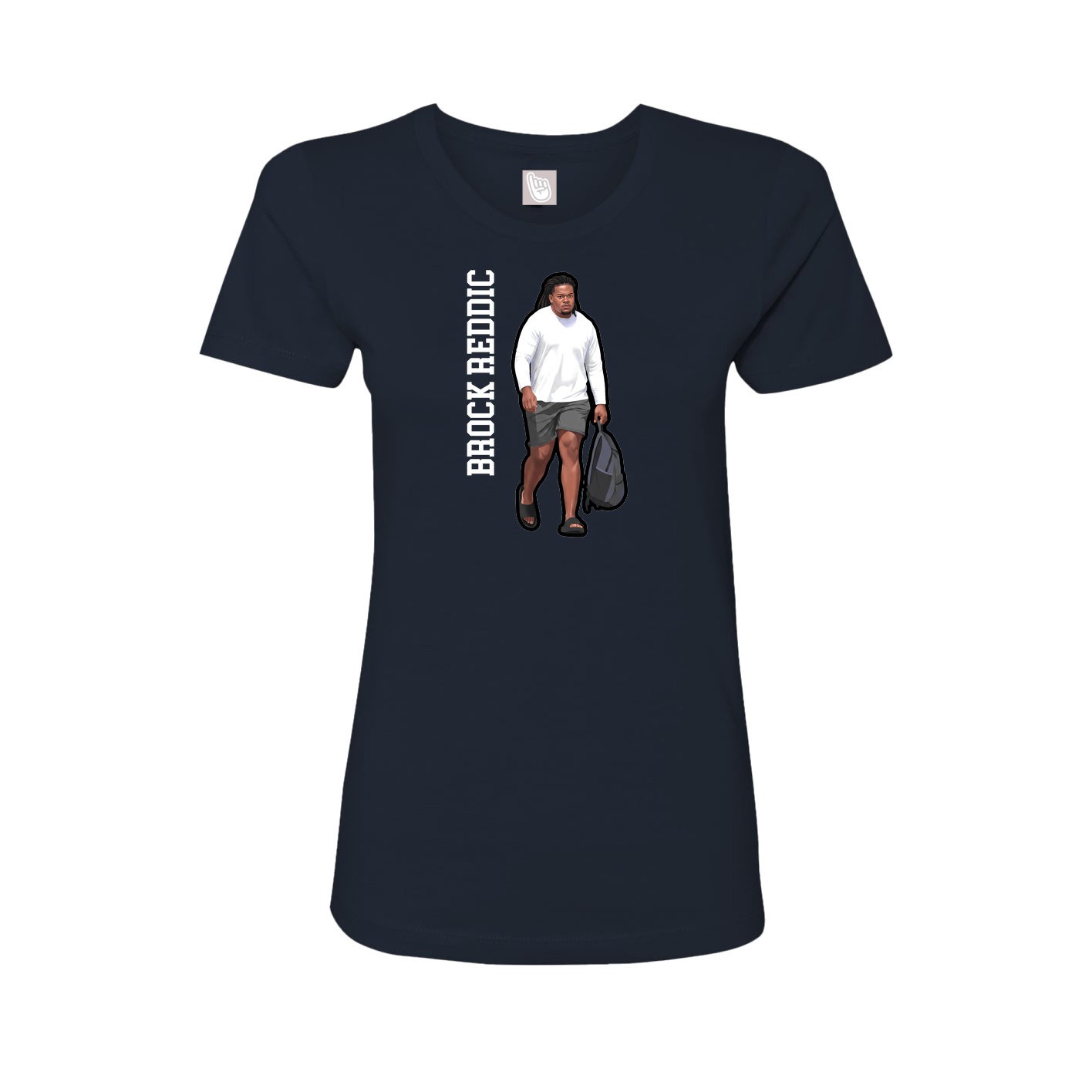 Fitted Women's Tee — Name Vertical in Navy