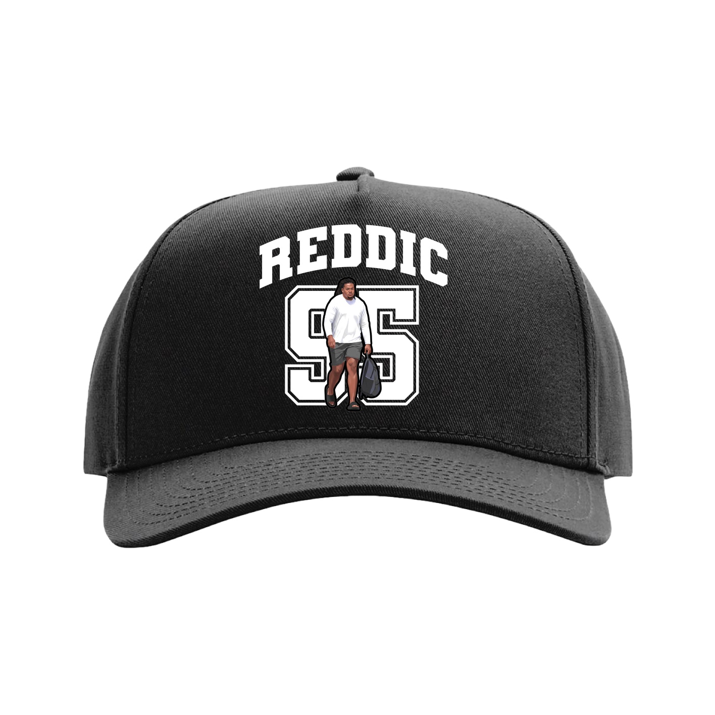 Full Fabric Five-Panel Champ Cap — Number in Black