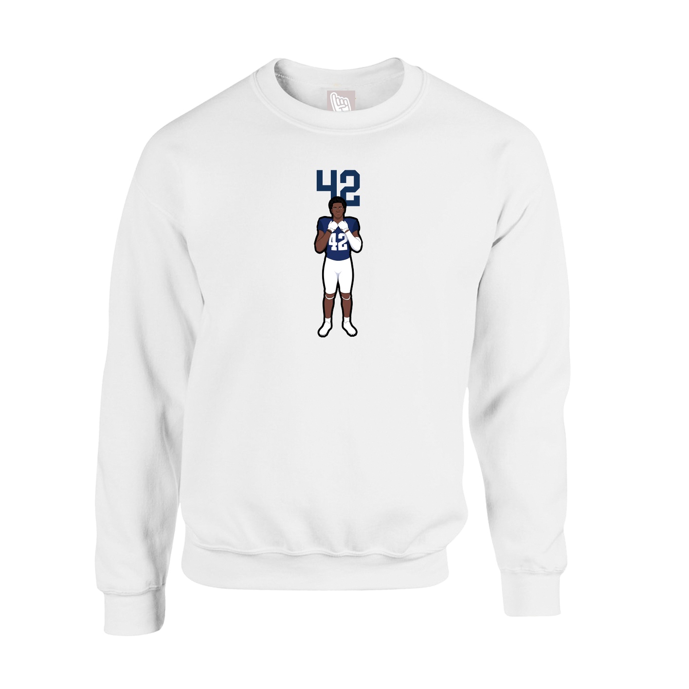 Fleece Crew — Number Top in White