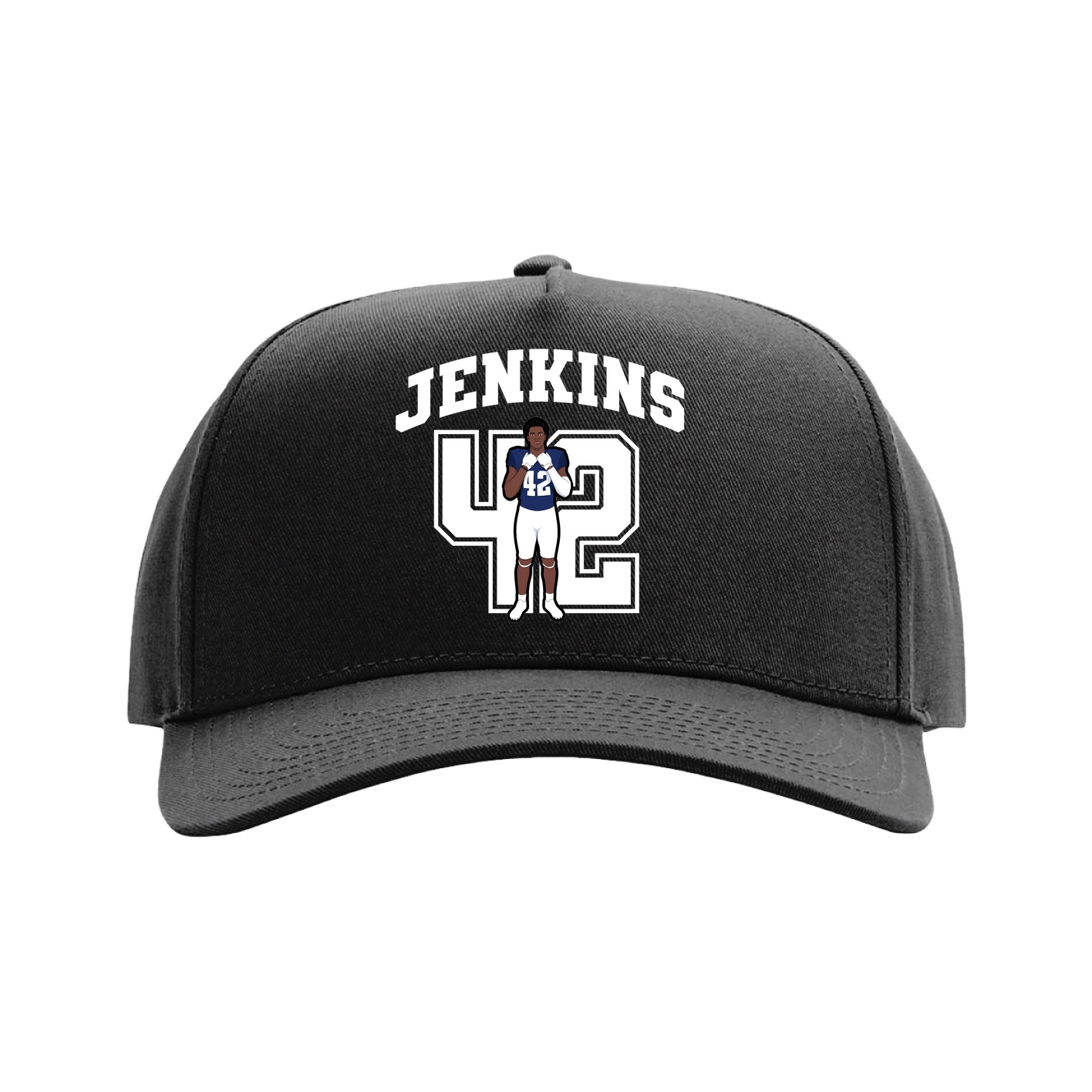 Full Fabric Five-Panel Champ Cap — Number in Black