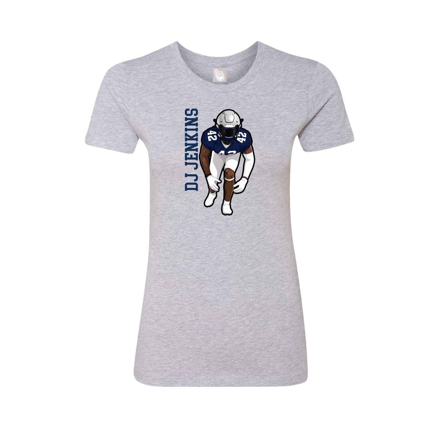 Fitted Women's Tee — Name Vertical in Grey