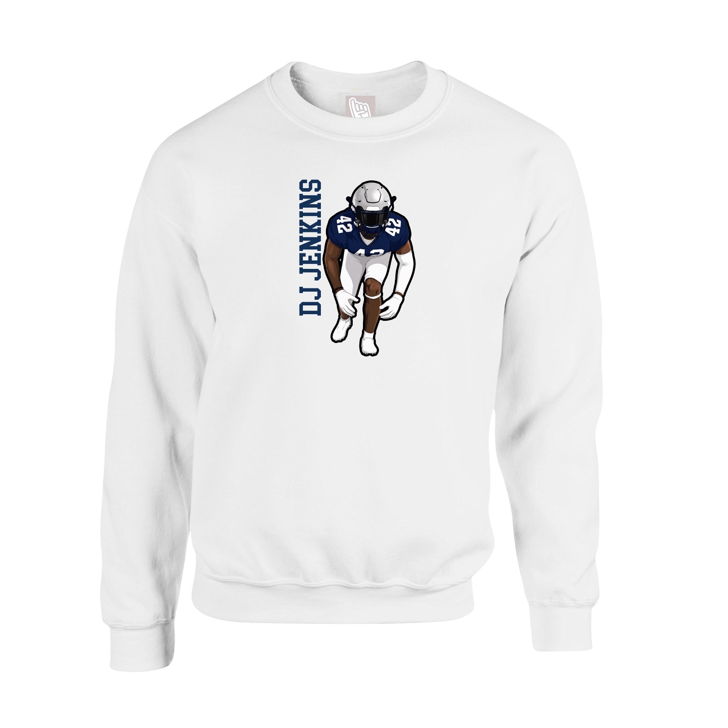 Fleece Crew — Name Vertical in White
