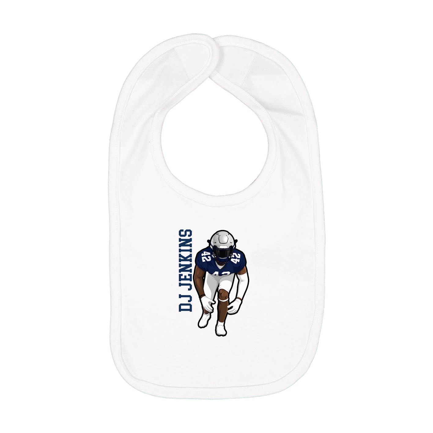 Infant Bib — Name Vertical in White