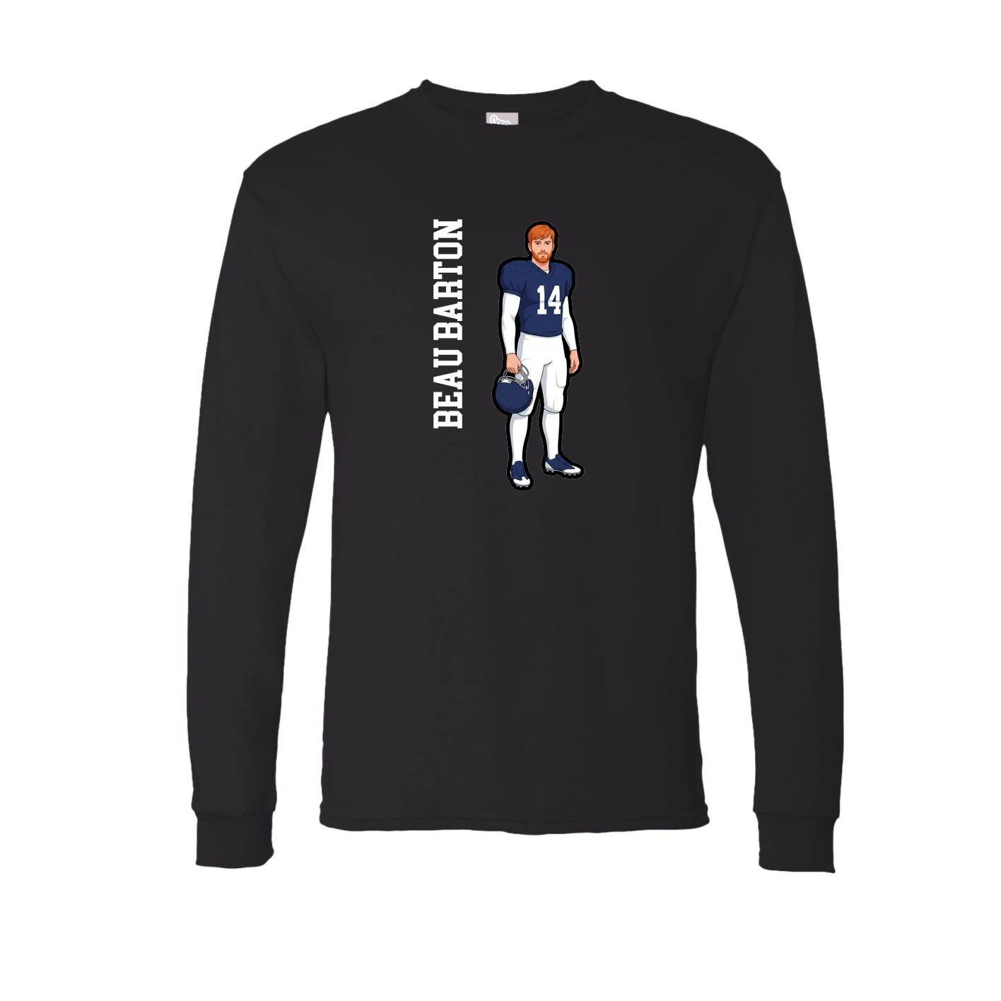 Long Sleeve Tee — Name Vertical in Black