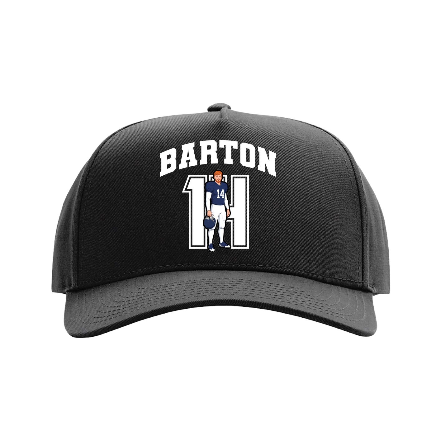 Full Fabric Five-Panel Champ Cap — Number in Black