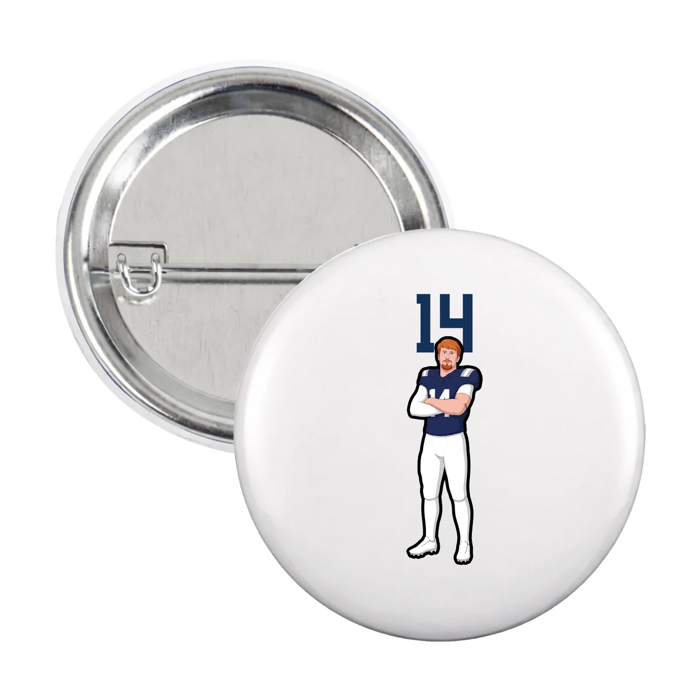 Game Day Button — Number Top in White