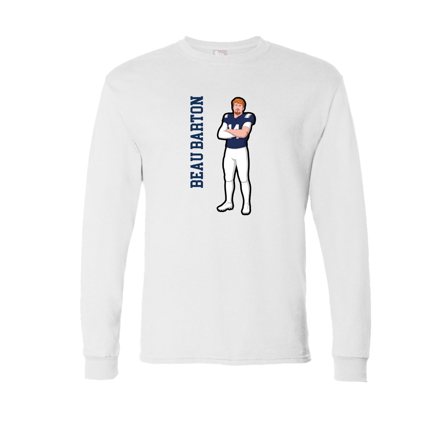Long Sleeve Tee — Name Vertical in White