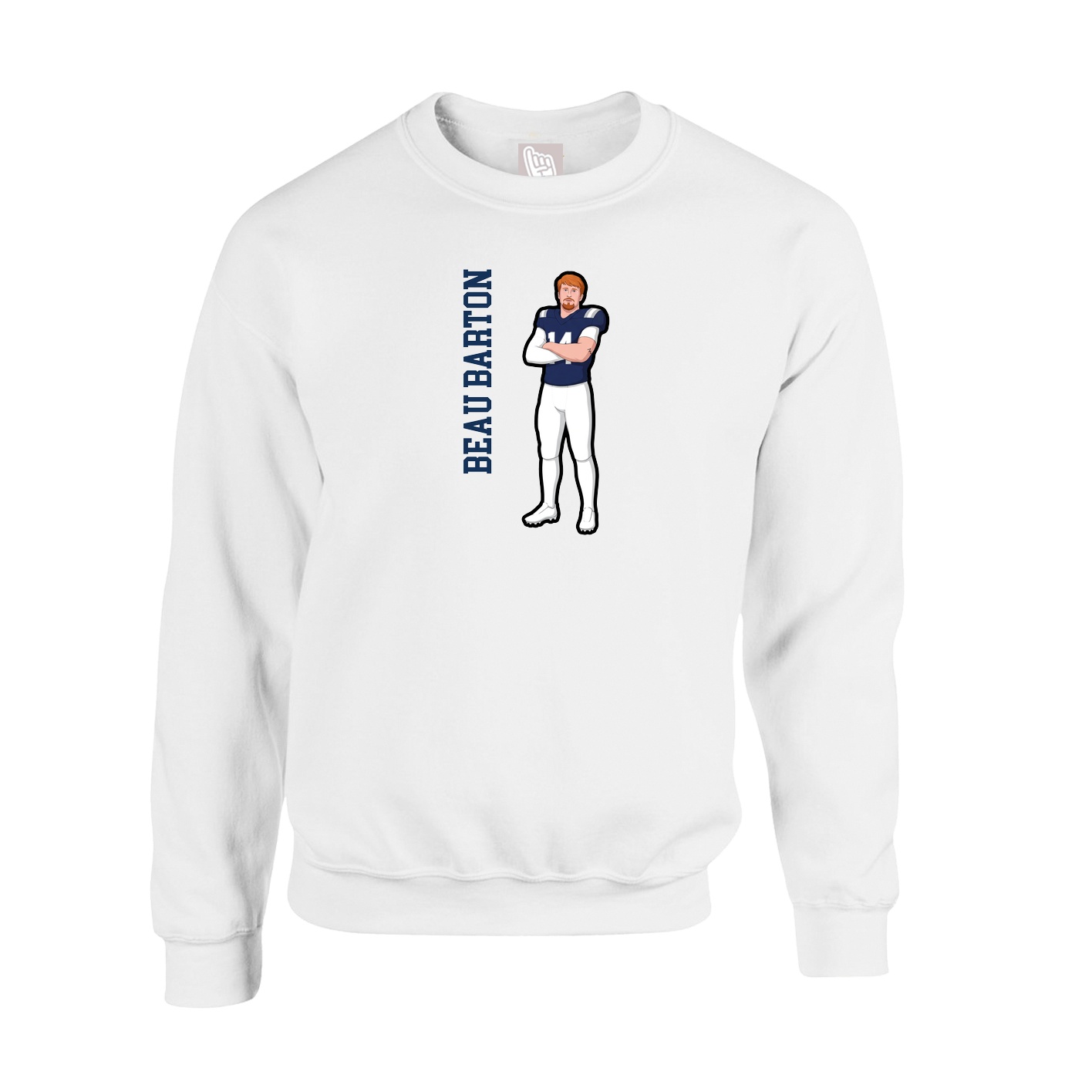 Fleece Crew — Name Vertical in White