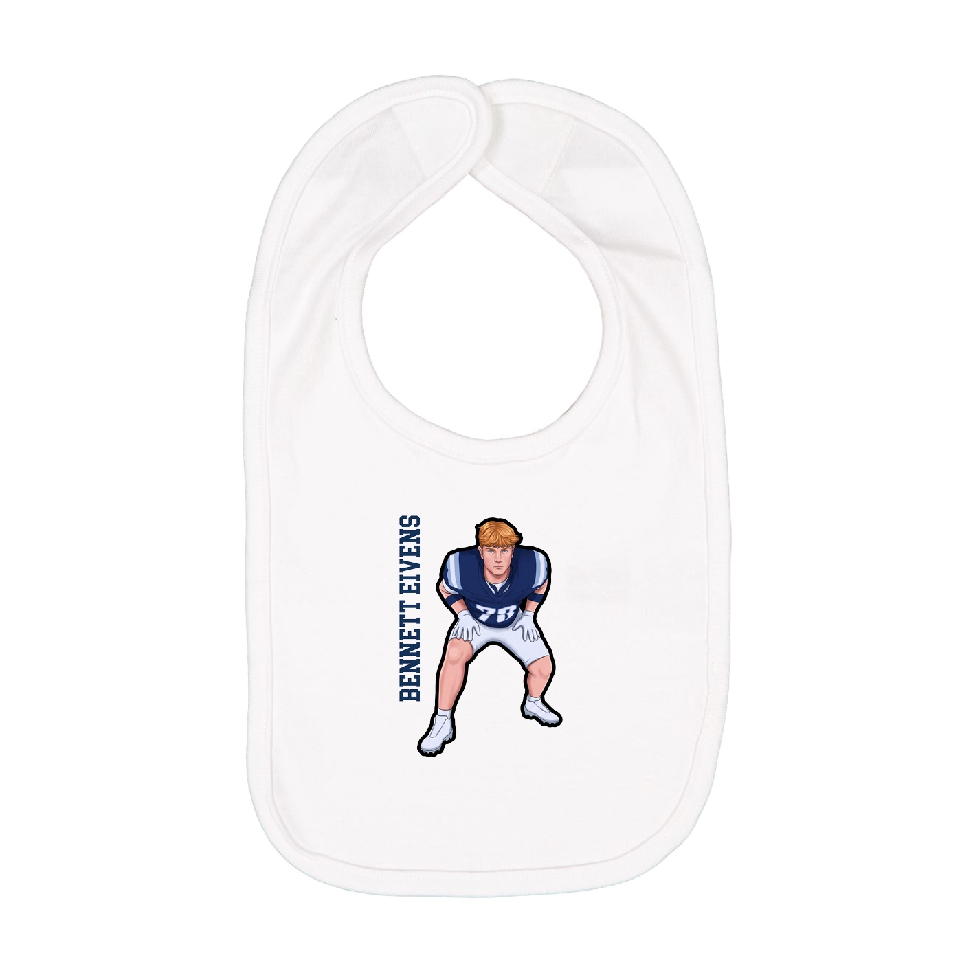 Infant Bib — Name Vertical in White