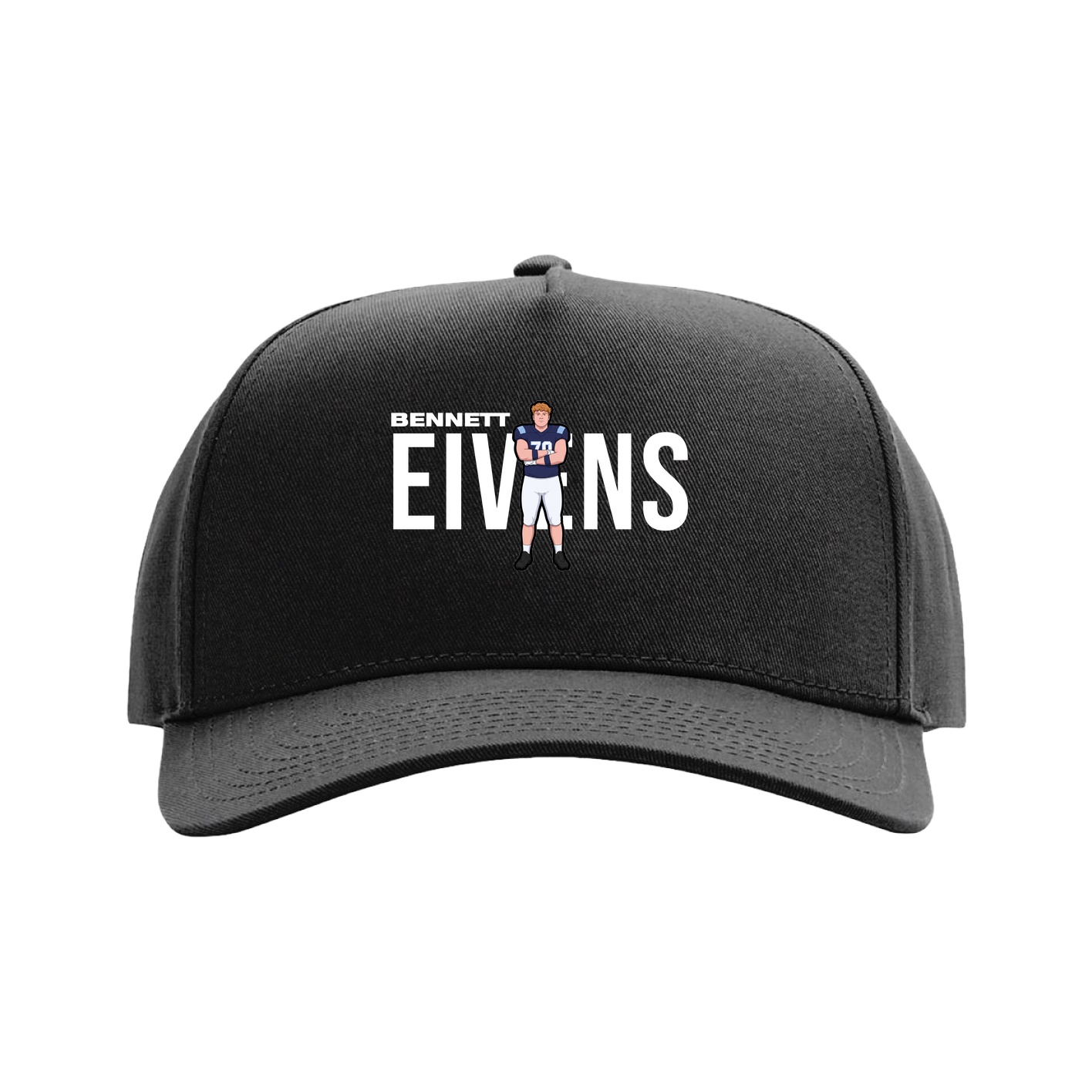 Full Fabric Five-Panel Champ Cap — Player Name in Black