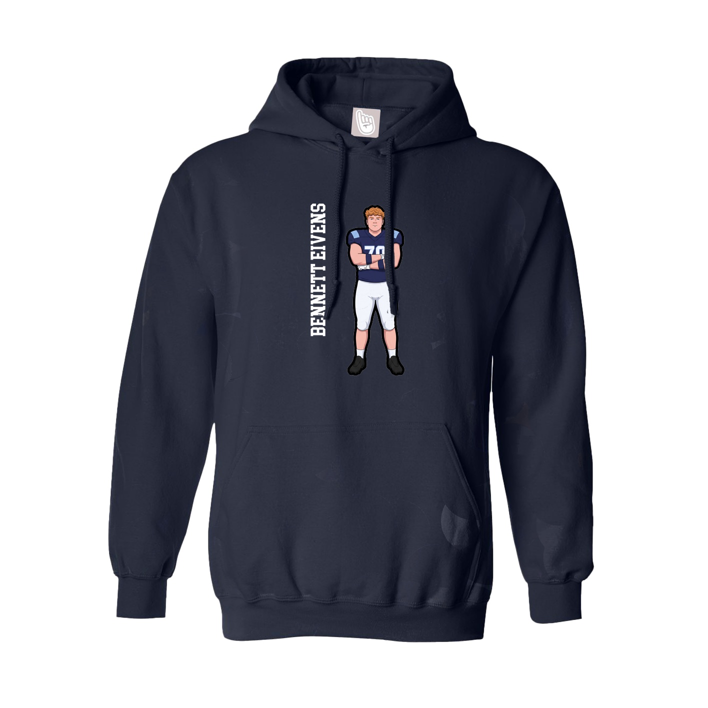 Youth Hoodie — Name Vertical in Navy