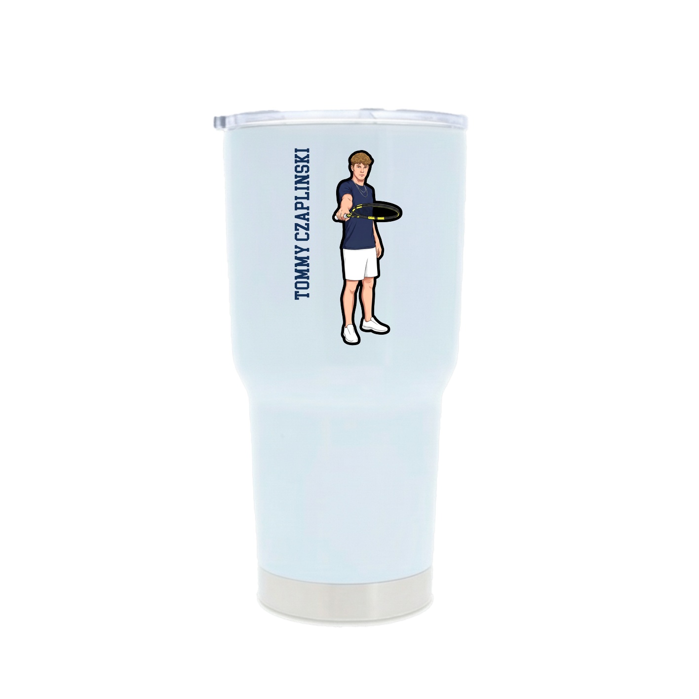 30oz Stainless Steel Tumbler — Name Vertical in White