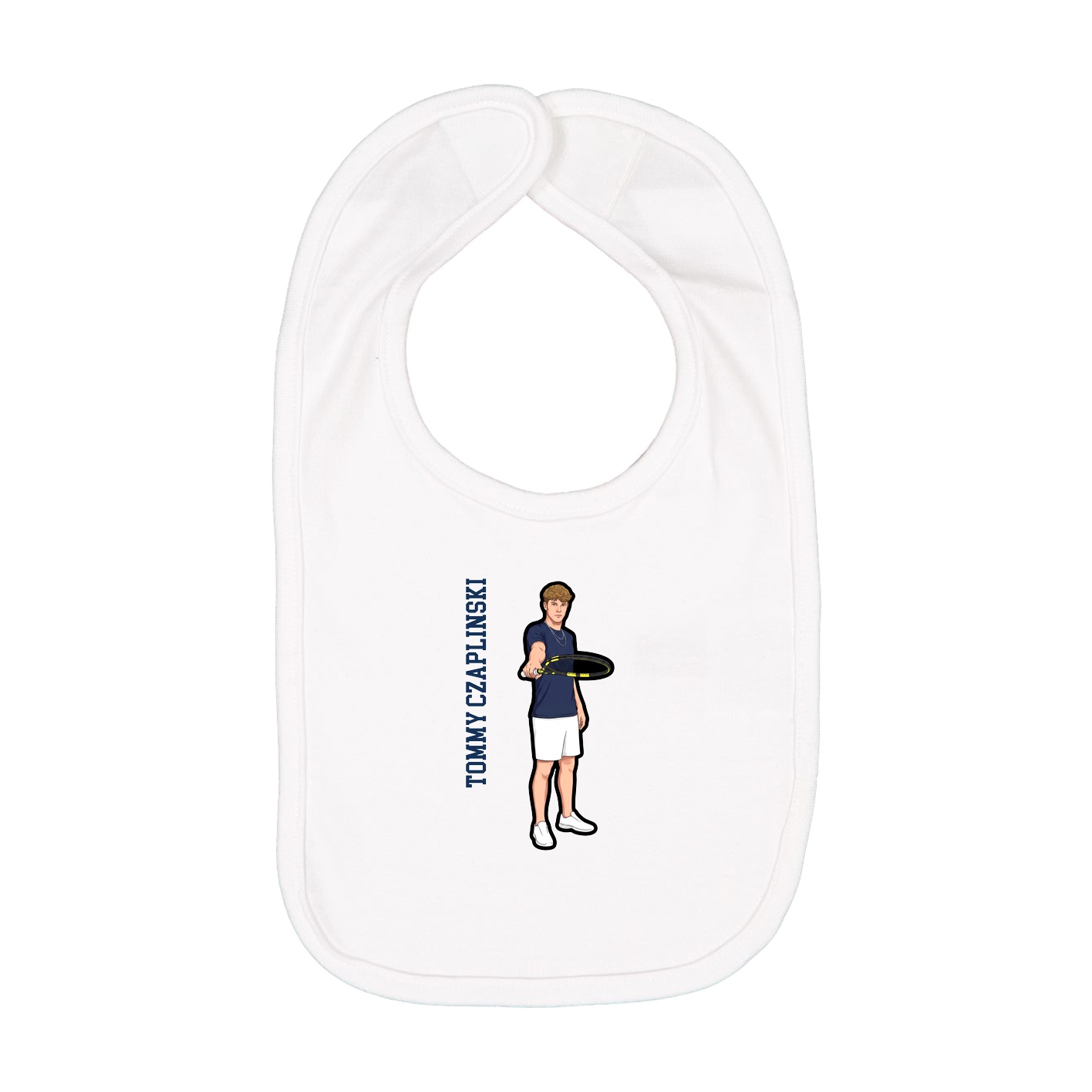 Infant Bib — Name Vertical in White