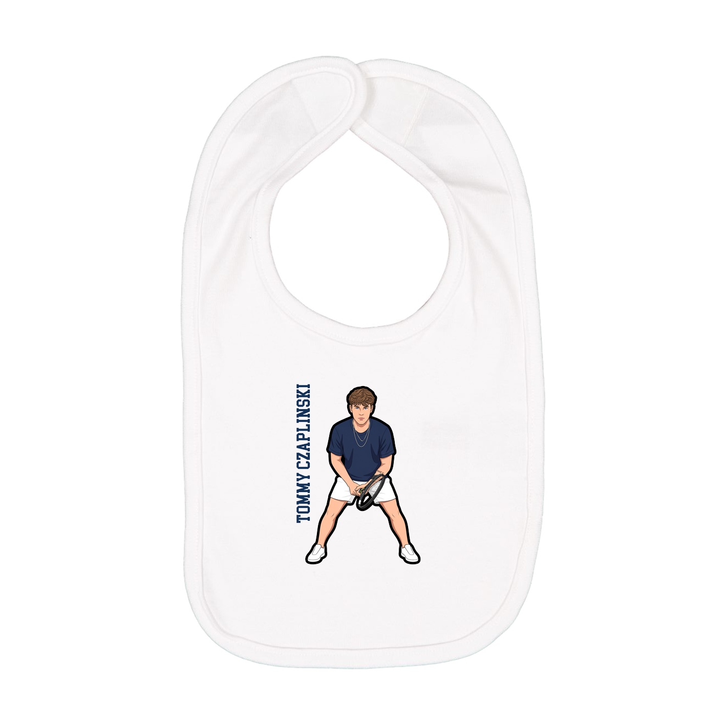 Infant Bib — Name Vertical in White