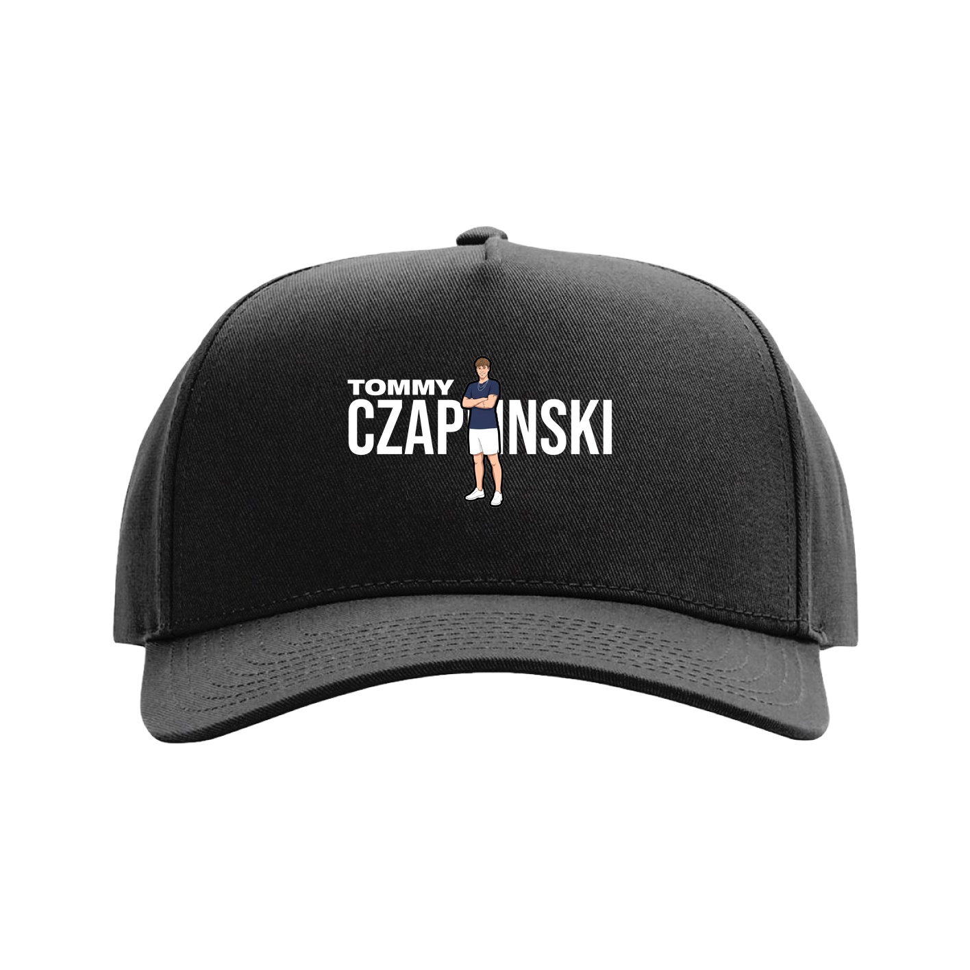 Full Fabric Five-Panel Champ Cap — Player Name in Black
