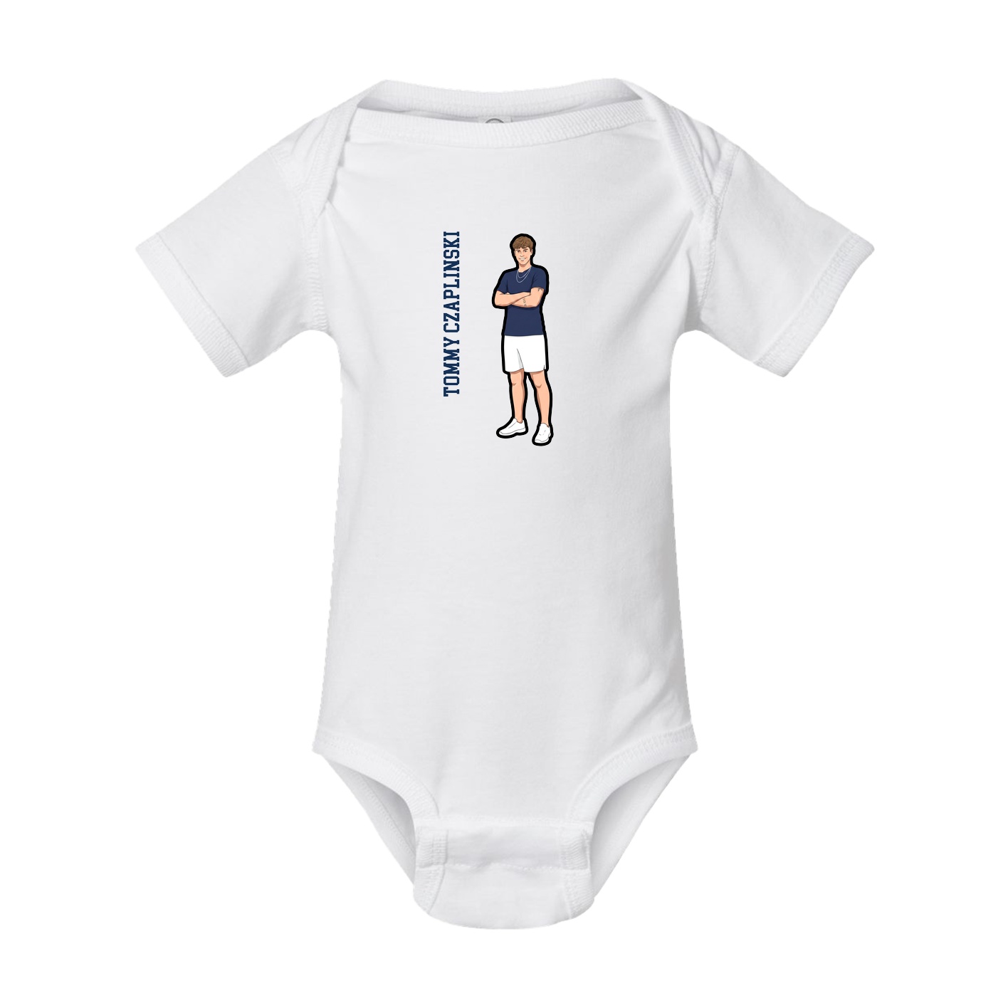 Baby Onesie — Name Vertical in White