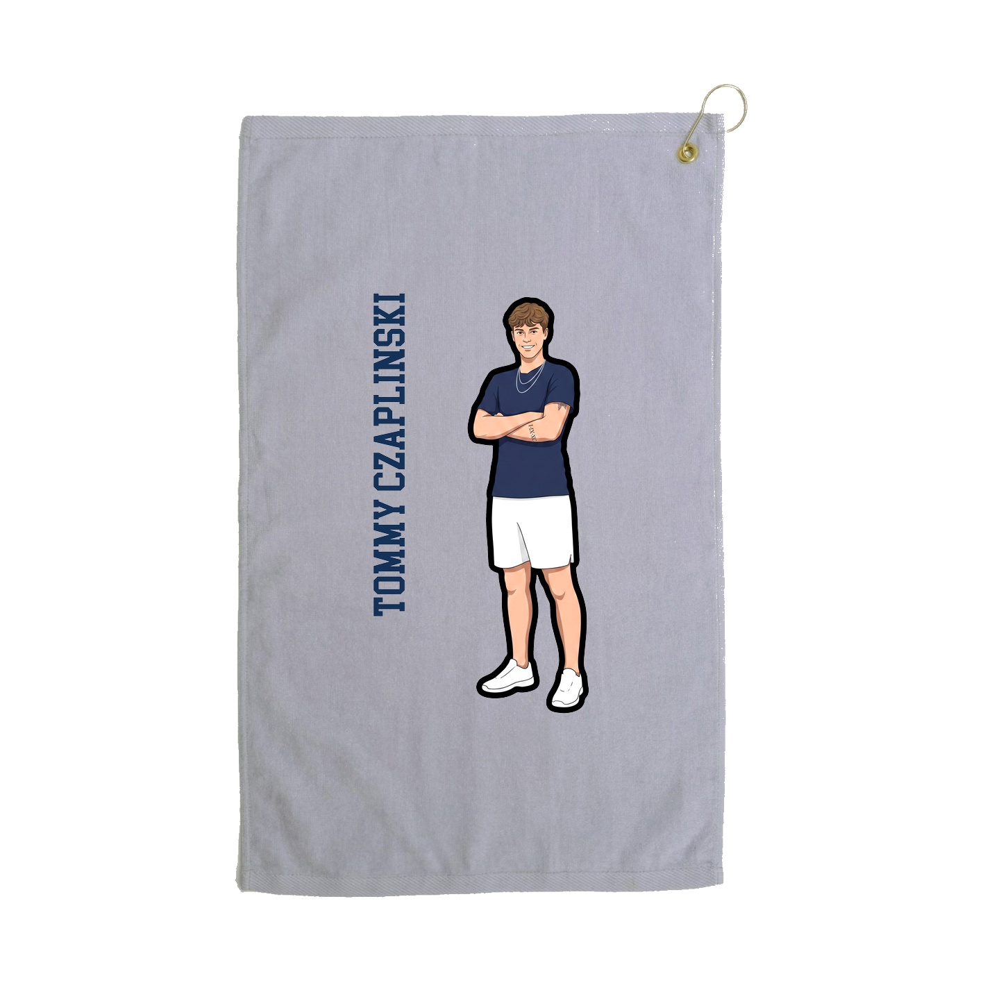 Golf Towel — Name Vertical in Grey