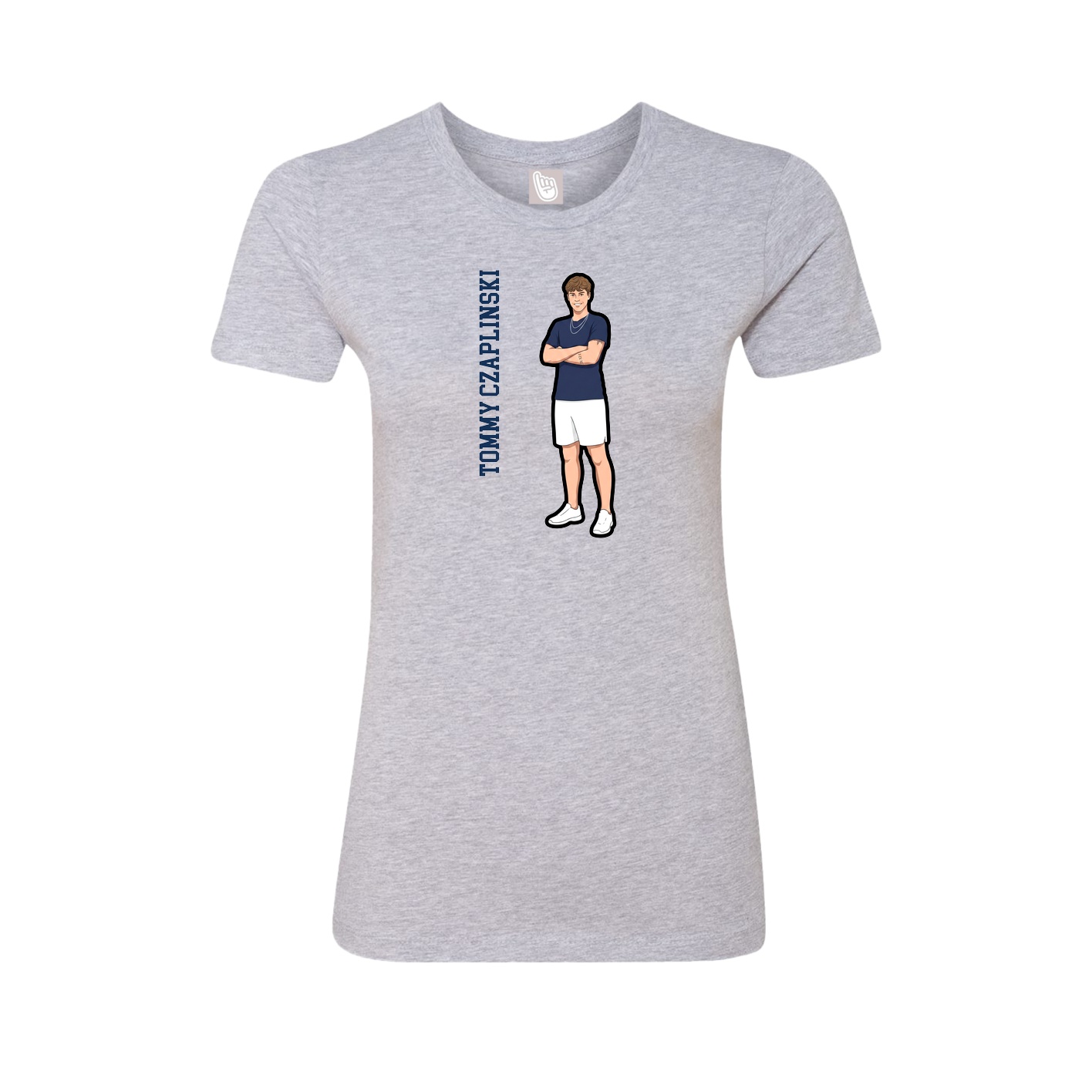Fitted Women's Tee — Name Vertical in Grey