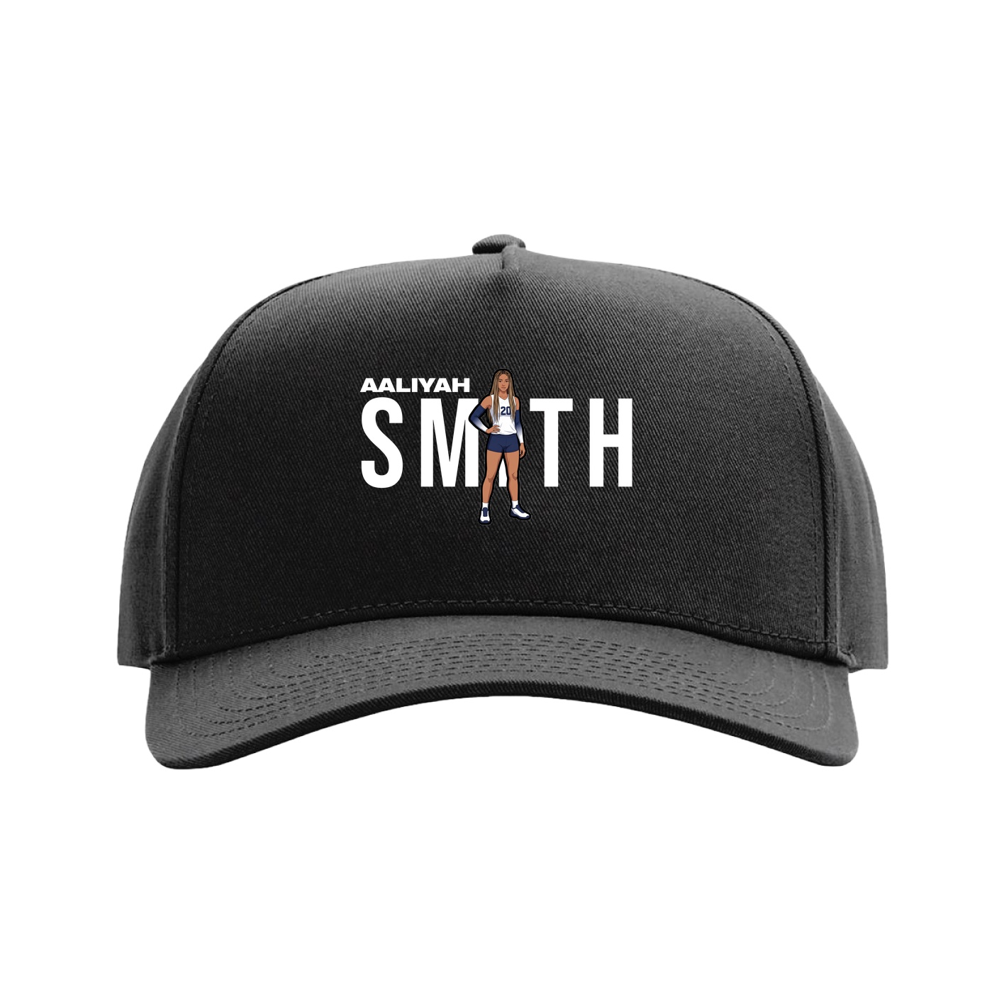 Full Fabric Five-Panel Champ Cap — Player Name in Black
