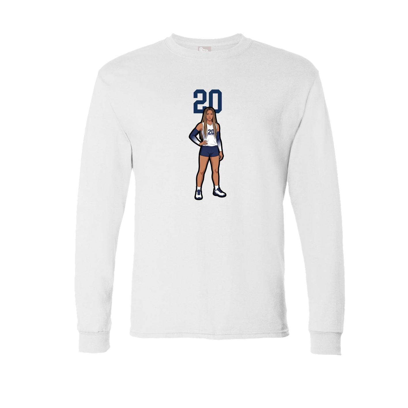 Long Sleeve Tee — Number Top in White