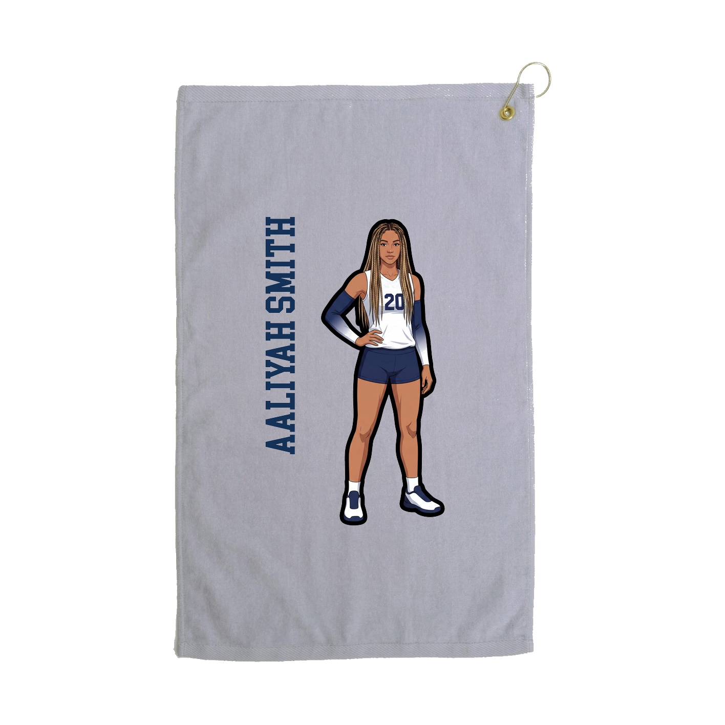 Golf Towel — Name Vertical in Grey
