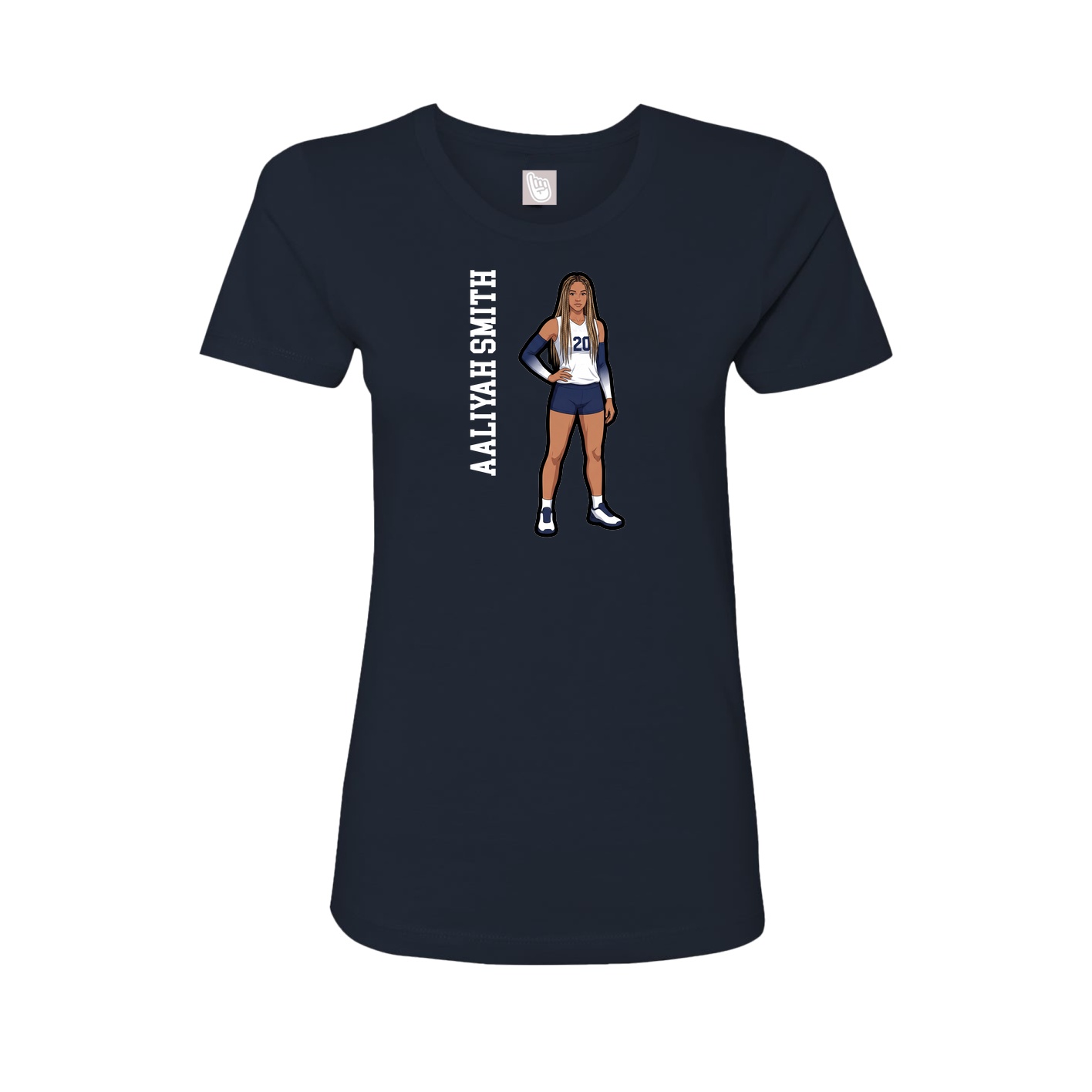 Fitted Women's Tee — Name Vertical in Navy