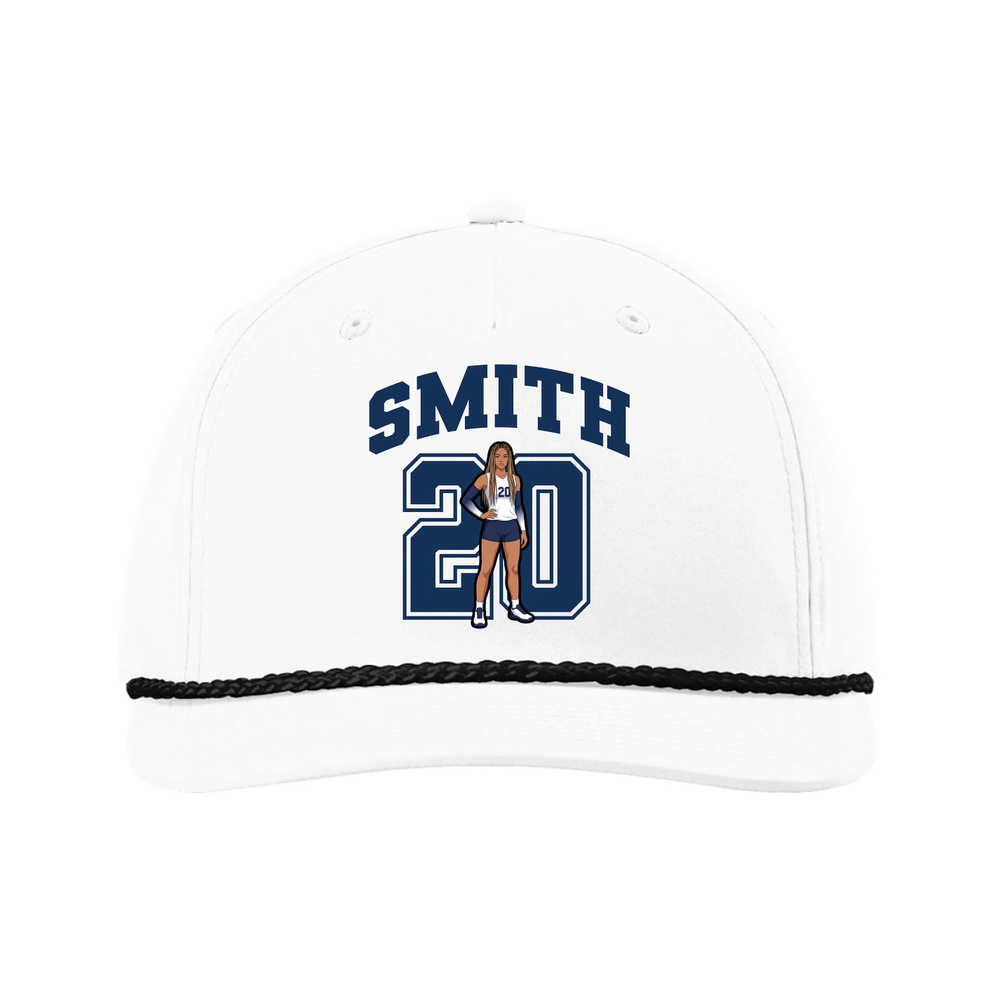 Five-Panel Classic Rope Cap — Number in White