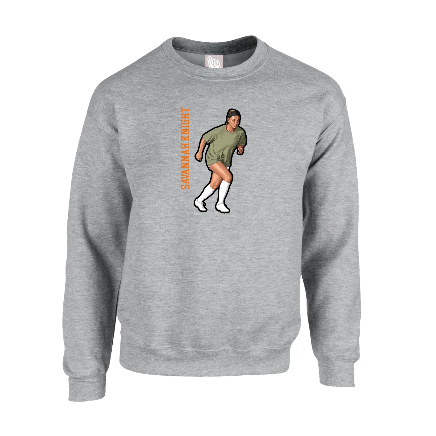 Fleece Crew — Name Vertical in Grey