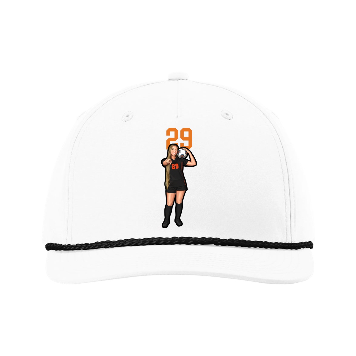 Five-Panel Classic Rope Cap — Number Top in White