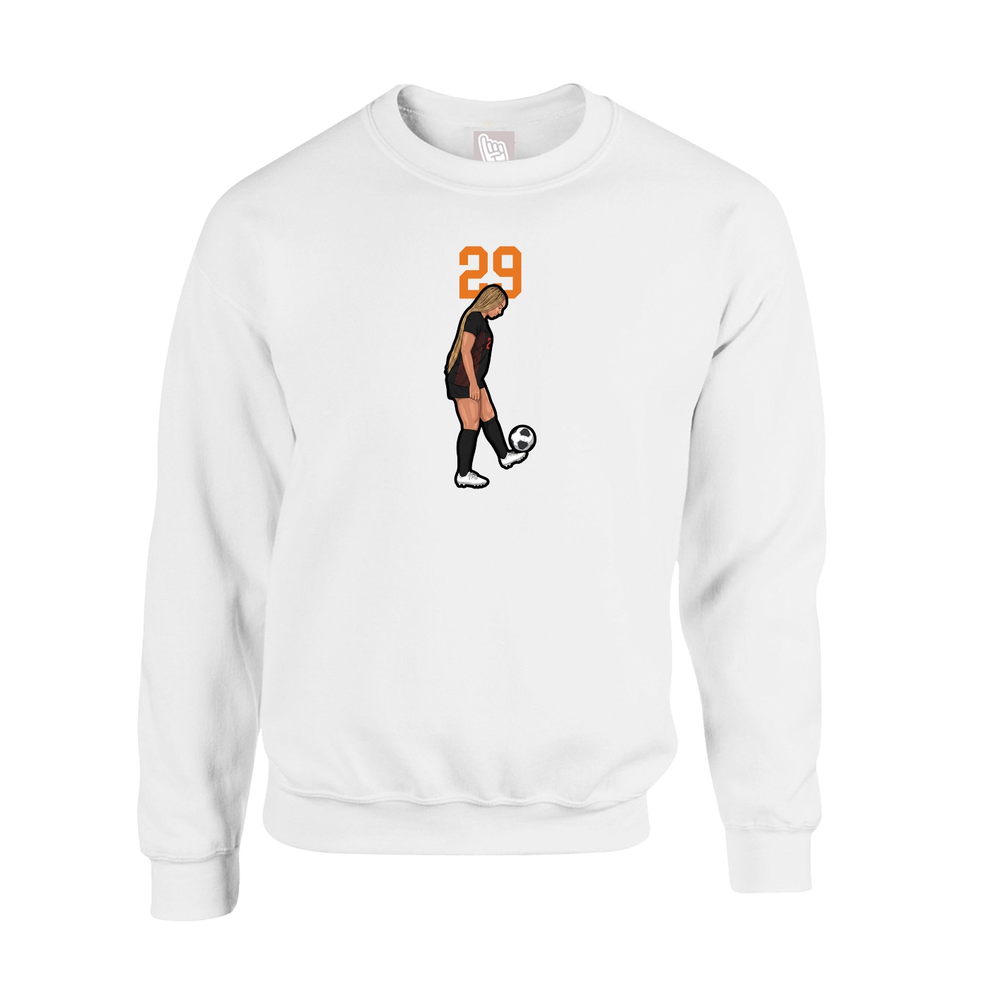 Fleece Crew — Number Top in White