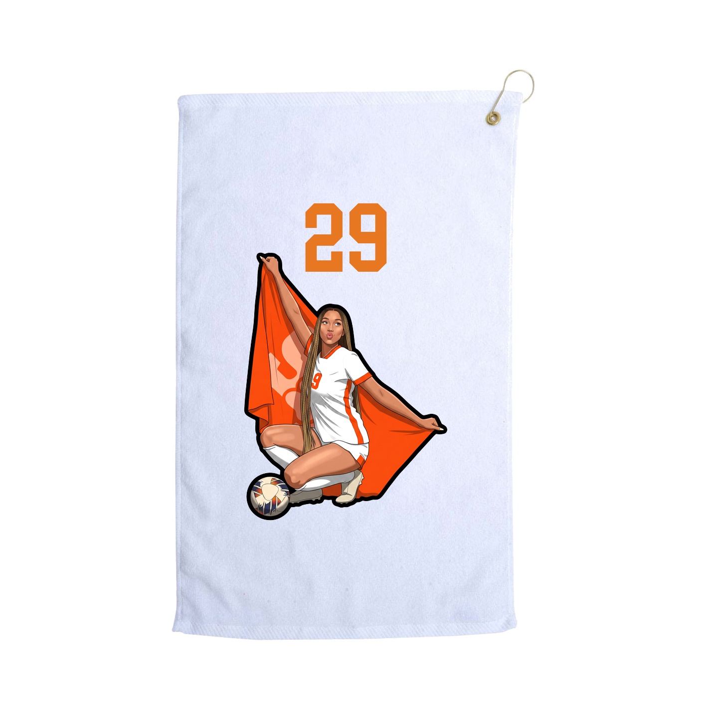Golf Towel — Number Top in White