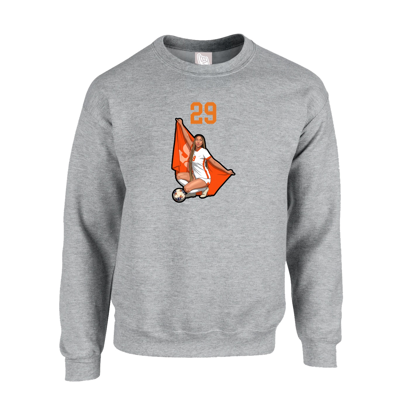 Fleece Crew — Number Top in Grey