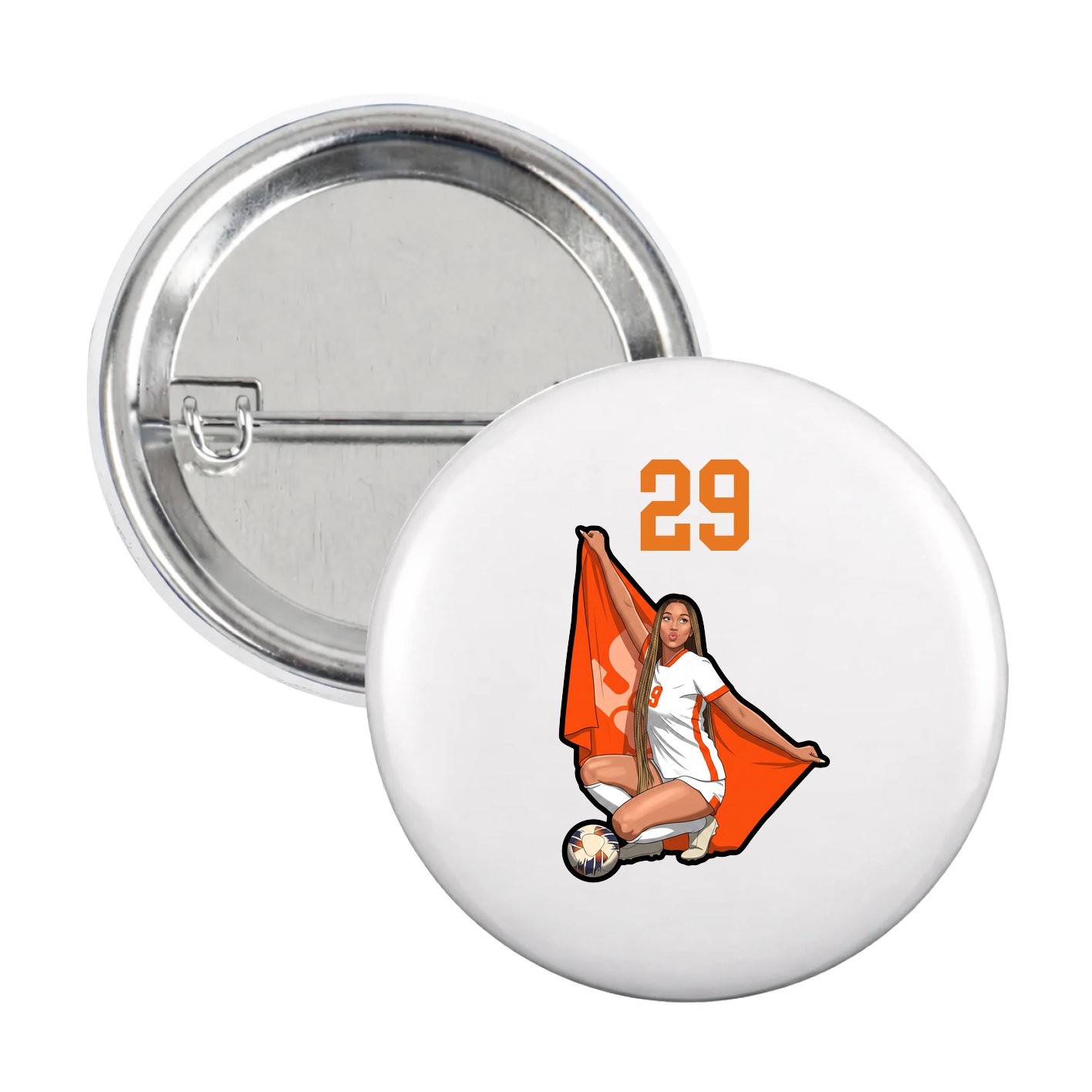 Game Day Button — Number Top in White